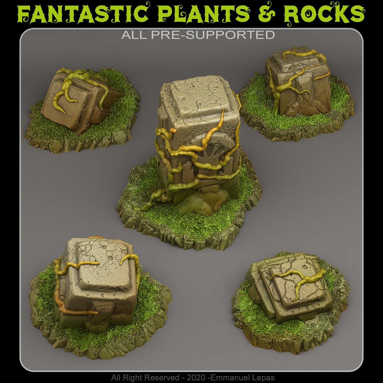 3D Printed Fantastic Plants and Rocks TROPICAL RUINS 28mm - 32mm D&D Wargaming - 3D Printing Boss 