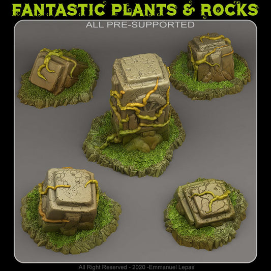 3D Printed Fantastic Plants and Rocks TROPICAL RUINS 28mm - 32mm D&D Wargaming - 3D Printing Boss 