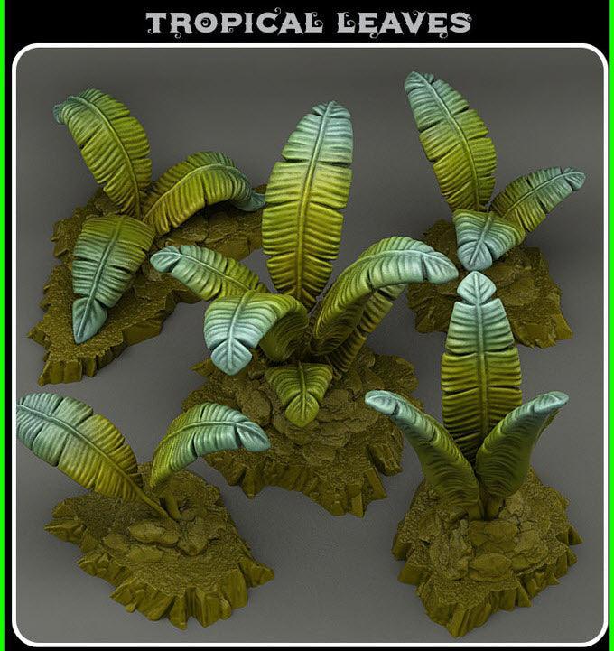 3D Printed Fantastic Plants and Rocks Tropical Leaves 28mm - 32mm D&D Wargaming - 3D Printing Boss 