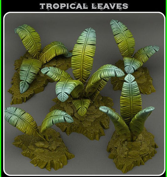 3D Printed Fantastic Plants and Rocks Tropical Leaves 28mm - 32mm D&D Wargaming - 3D Printing Boss 