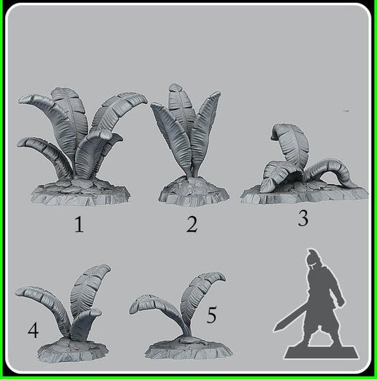 3D Printed Fantastic Plants and Rocks Tropical Leaves 28mm - 32mm D&D Wargaming - 3D Printing Boss 