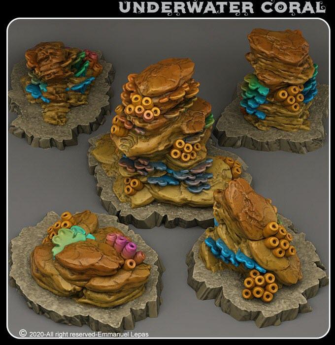 3D Printed Fantastic Plants and Rocks Underwater Coral 28mm - 32mm D&D Wargaming - 3D Printing Boss 
