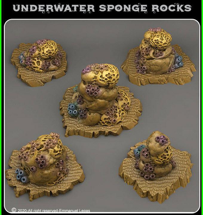 3D Printed Fantastic Plants and Rocks Underwater Sponge Rocks 28mm - 32mm D&D Wargaming - 3D Printing Boss 