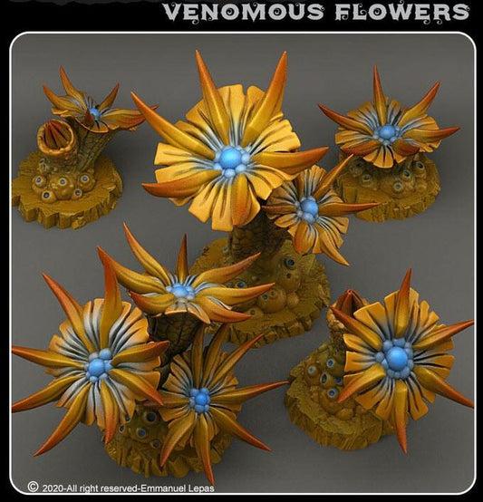 3D Printed Fantastic Plants and Rocks Venomous Flowers 28mm - 32mm D&D Wargaming - 3D Printing Boss 