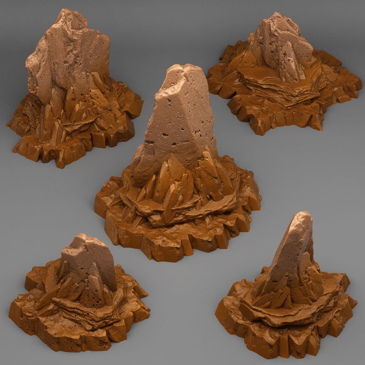 3D Printed Fantastic Plants and Rocks Wasteland Shale 28mm - 32mm D&D Wargaming - 3D Printing Boss 