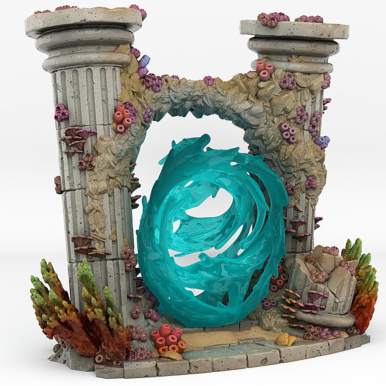 3D Printed Fantastic Portals and Effects Underwater Temple Portal 28mm - 32mm D&D Wargaming - 3D Printing Boss 