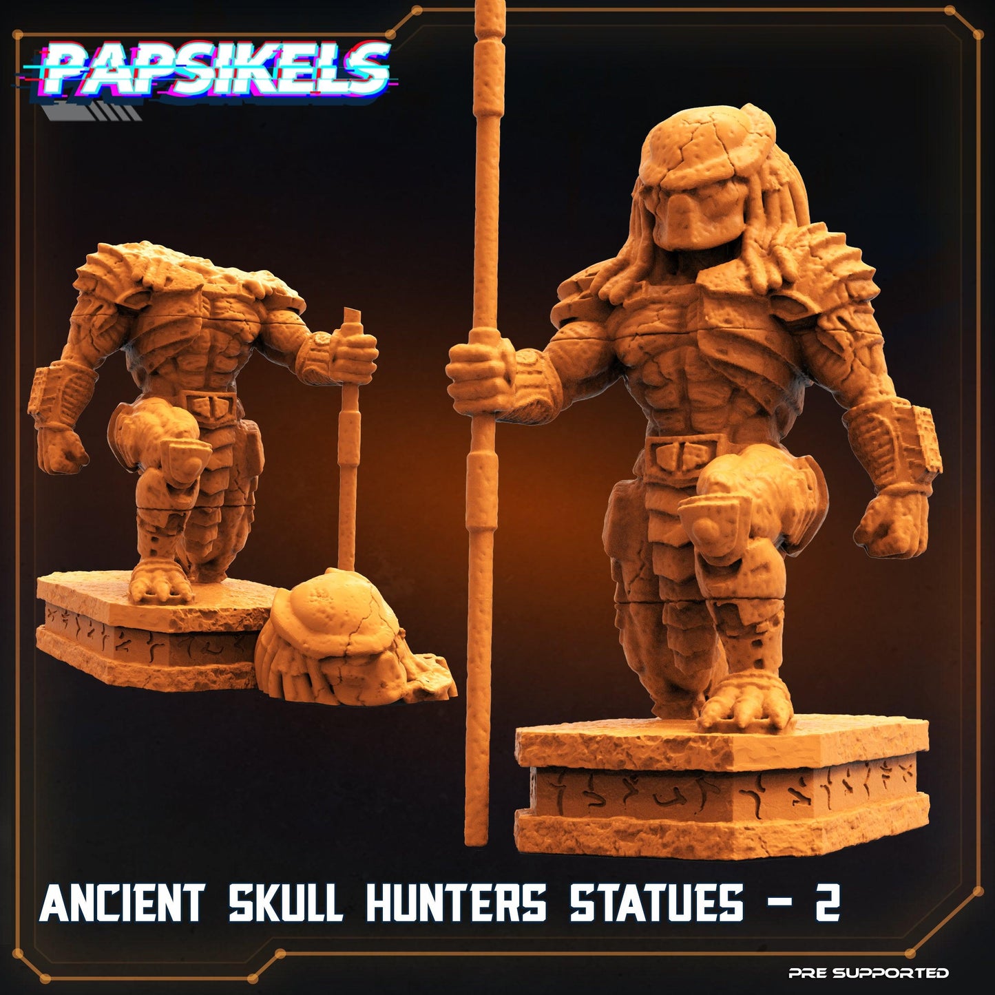 3D Printed Papsikels Cyberpunk Ancient Skull Hunters Statues - 28mm 32mm - 3D Printing Boss 