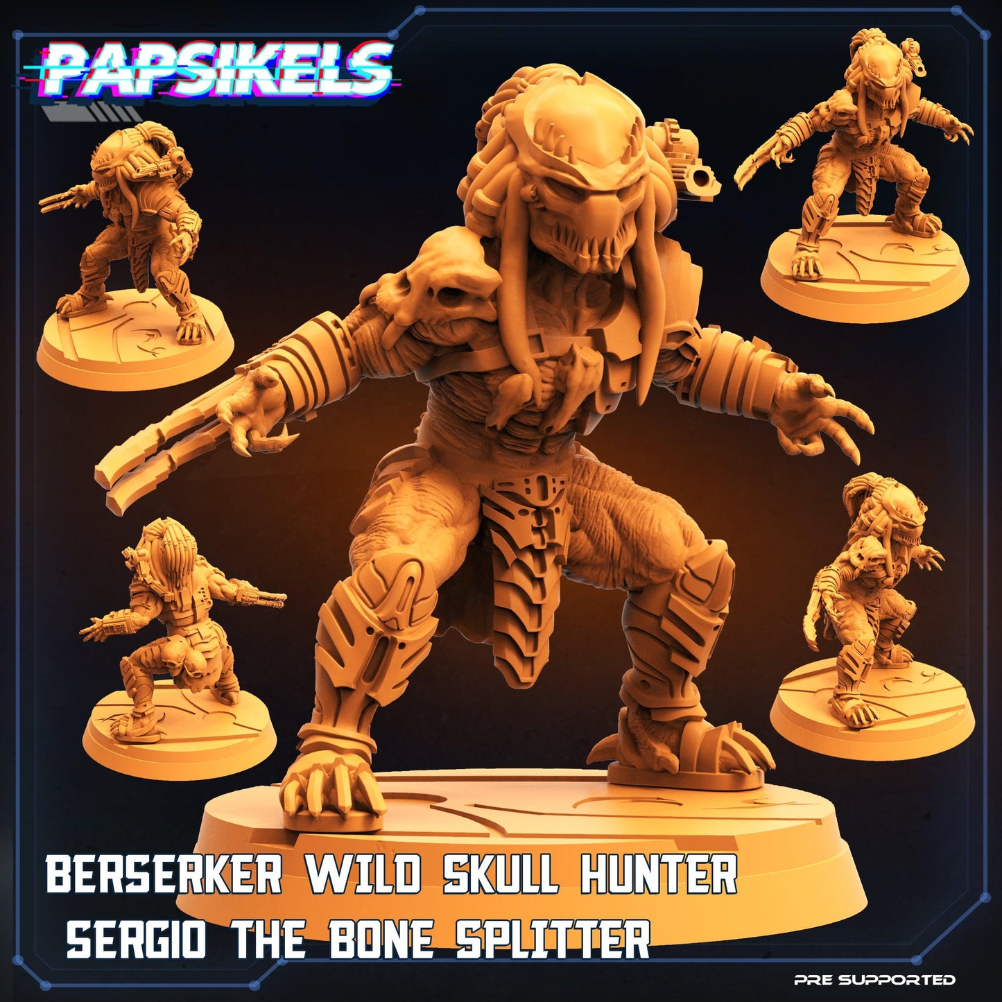 3D Printed Papsikels Cyberpunk Berserker Wild Skullhunter Sergio The Bone Splitter - 28mm 32mm - 3D Printing Boss 