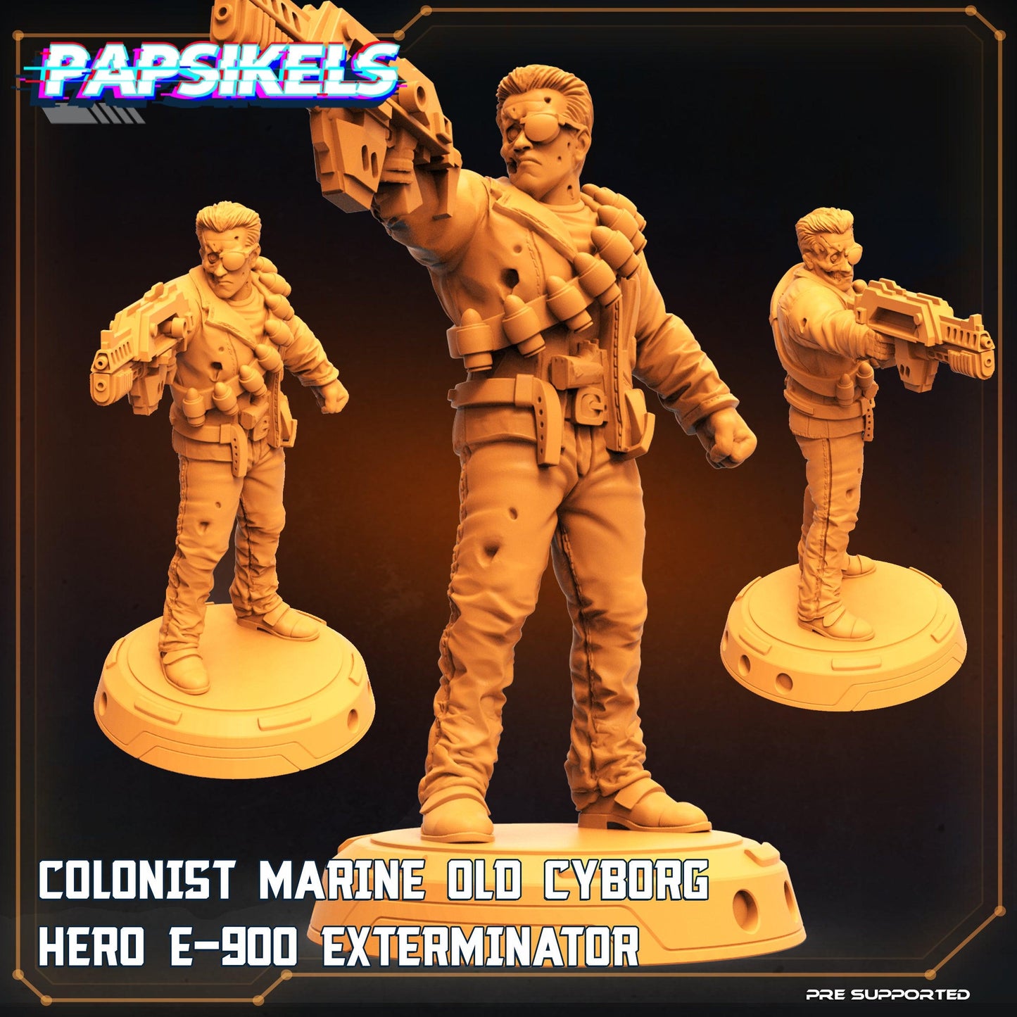 3D Printed Papsikels Cyberpunk Colonist Marine Old Cyborg Hero 900 Exterminator - 28mm 32mm - 3D Printing Boss 