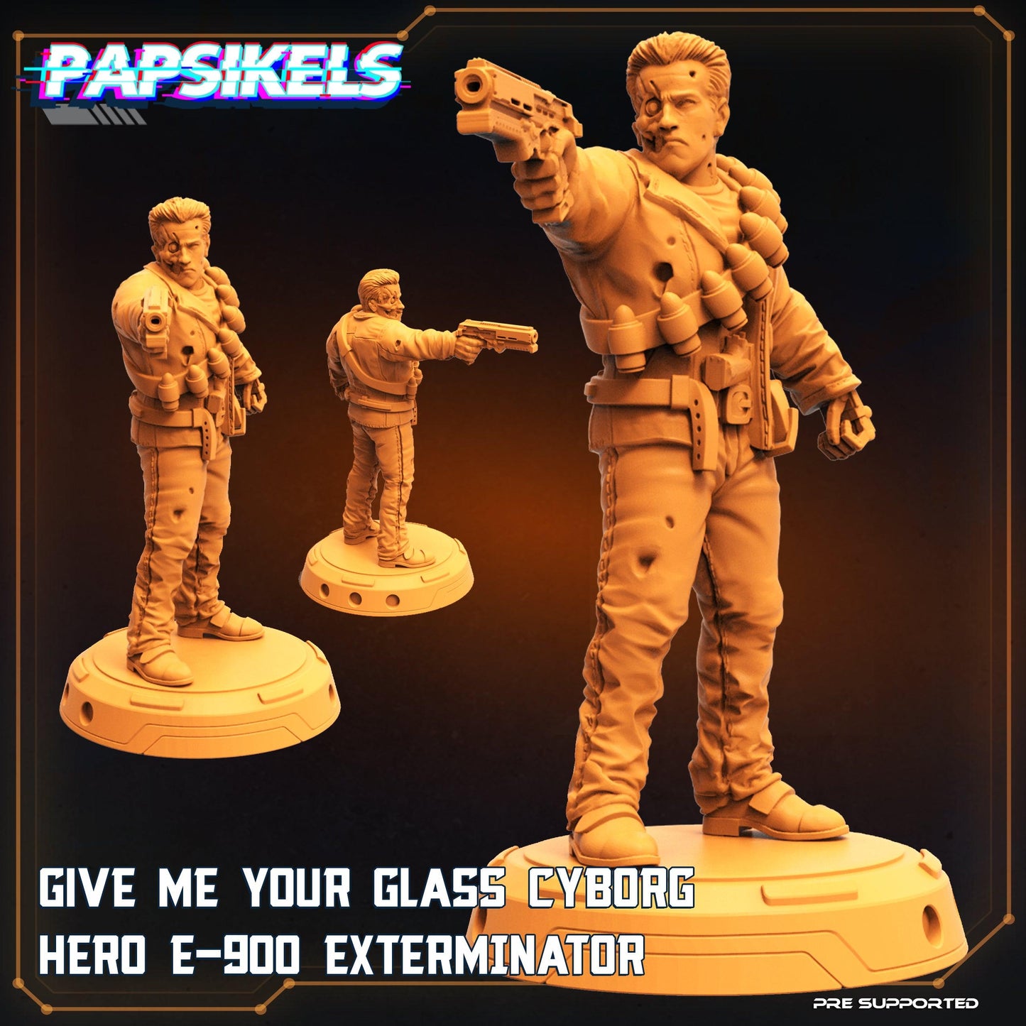 3D Printed Papsikels Cyberpunk Hero Cyborg Give Me Your Glasses E 900 Exterminator - 28mm 32mm - 3D Printing Boss 