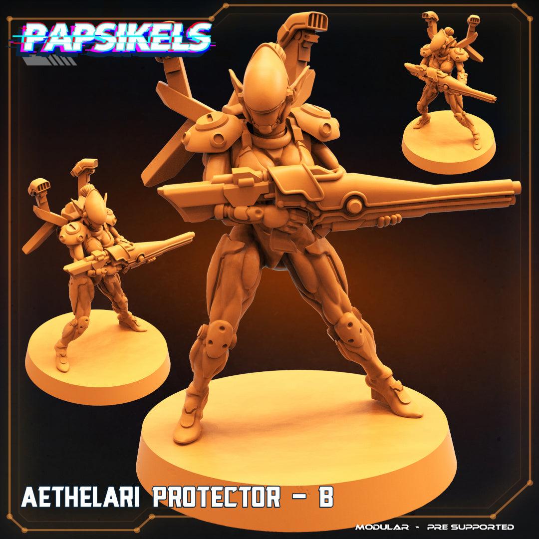 3D Printed Papsikels Cyberpunk Sci-Fi Aethelari Protector Set - 28mm 32mm - 3D Printing Boss 