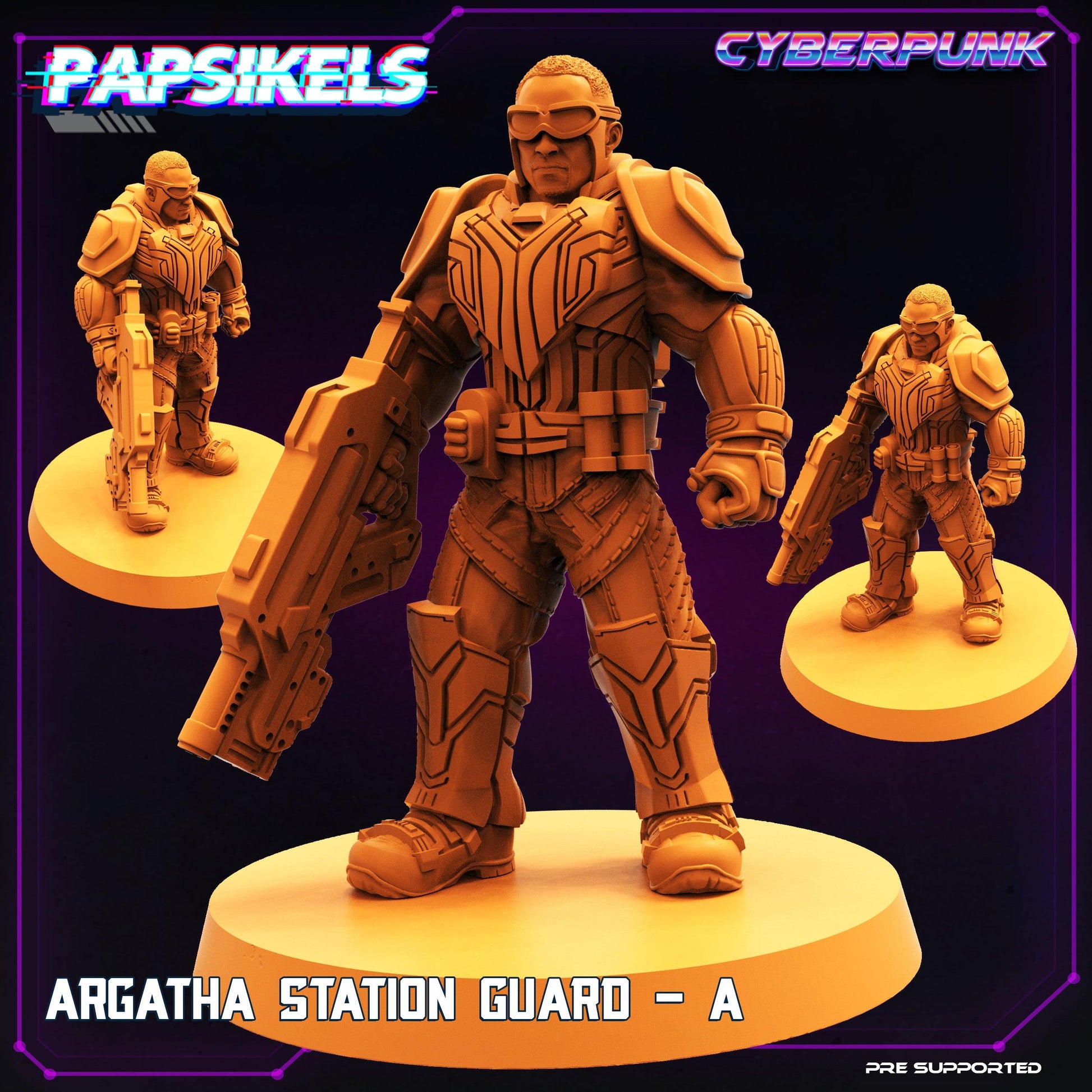 3D Printed Papsikels Cyberpunk Sci-Fi Argatha Station Guard A - 28mm 32mm - 3D Printing Boss 