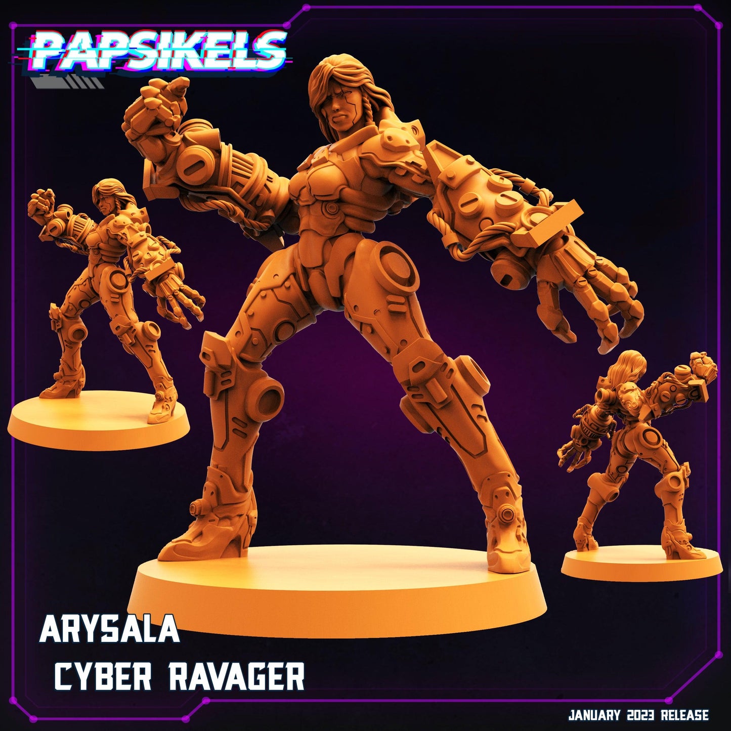 3D Printed Papsikels Cyberpunk Sci-Fi Arysala Cyber Ravager 28mm 32mm - 3D Printing Boss 
