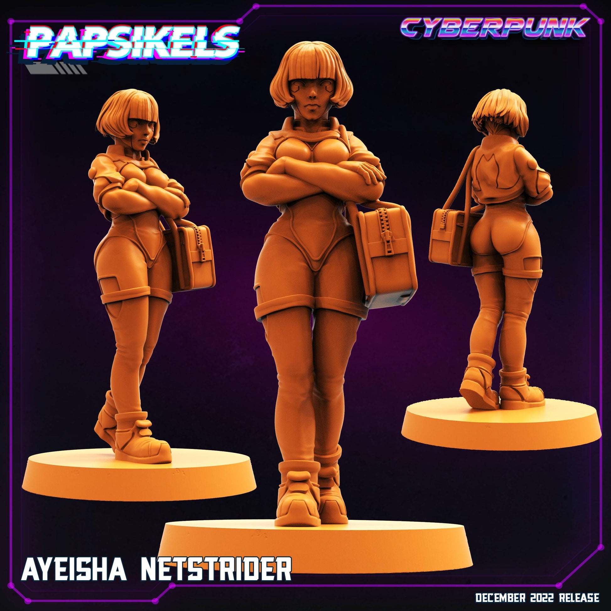 3D Printed Papsikels Cyberpunk Sci-Fi Ayeisha Netstrider - 28mm 32mm - 3D Printing Boss 