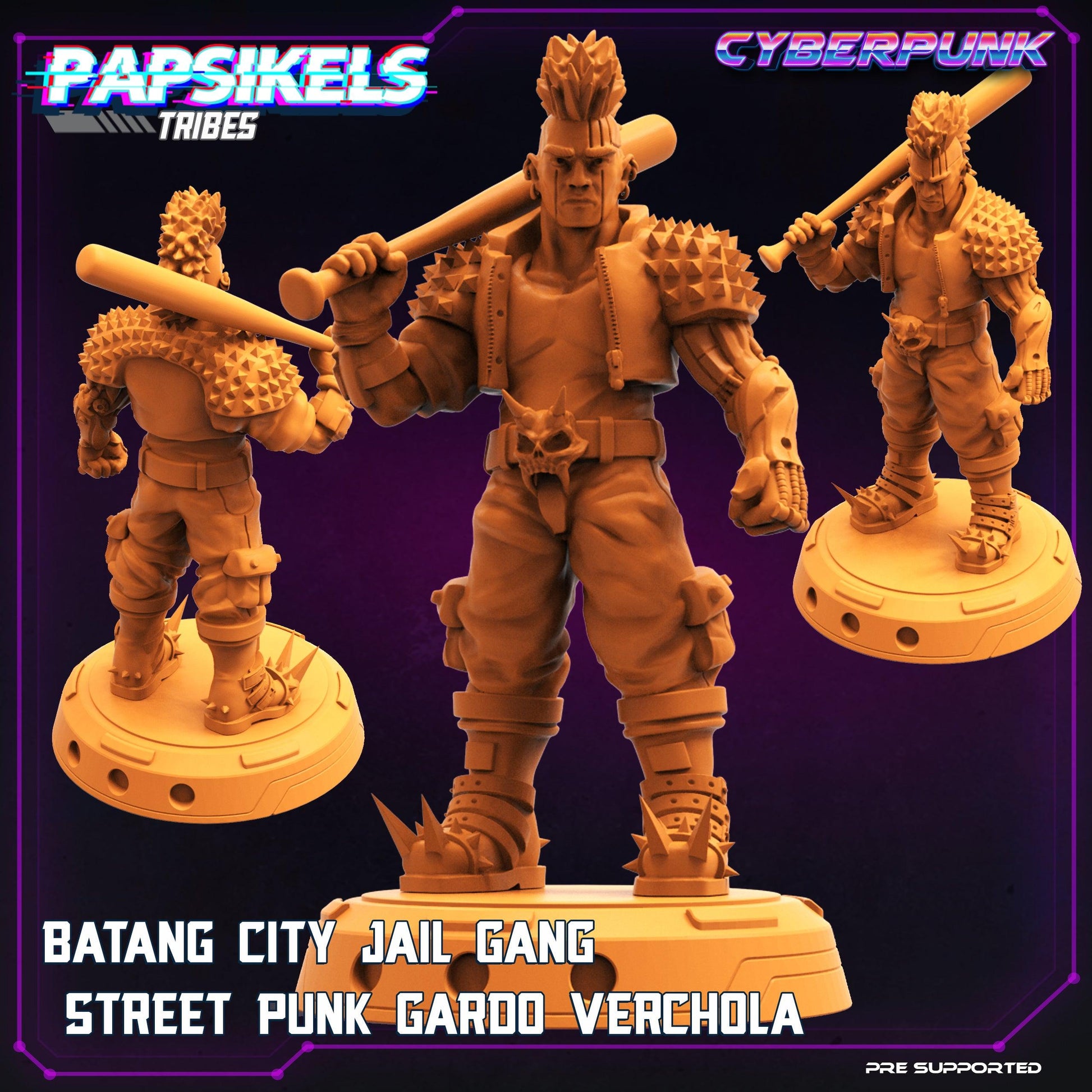 3D Printed Papsikels Cyberpunk Sci-Fi Batang City Jail Gang Street Punk Gardo Verchola - 28mm 32mm - 3D Printing Boss 