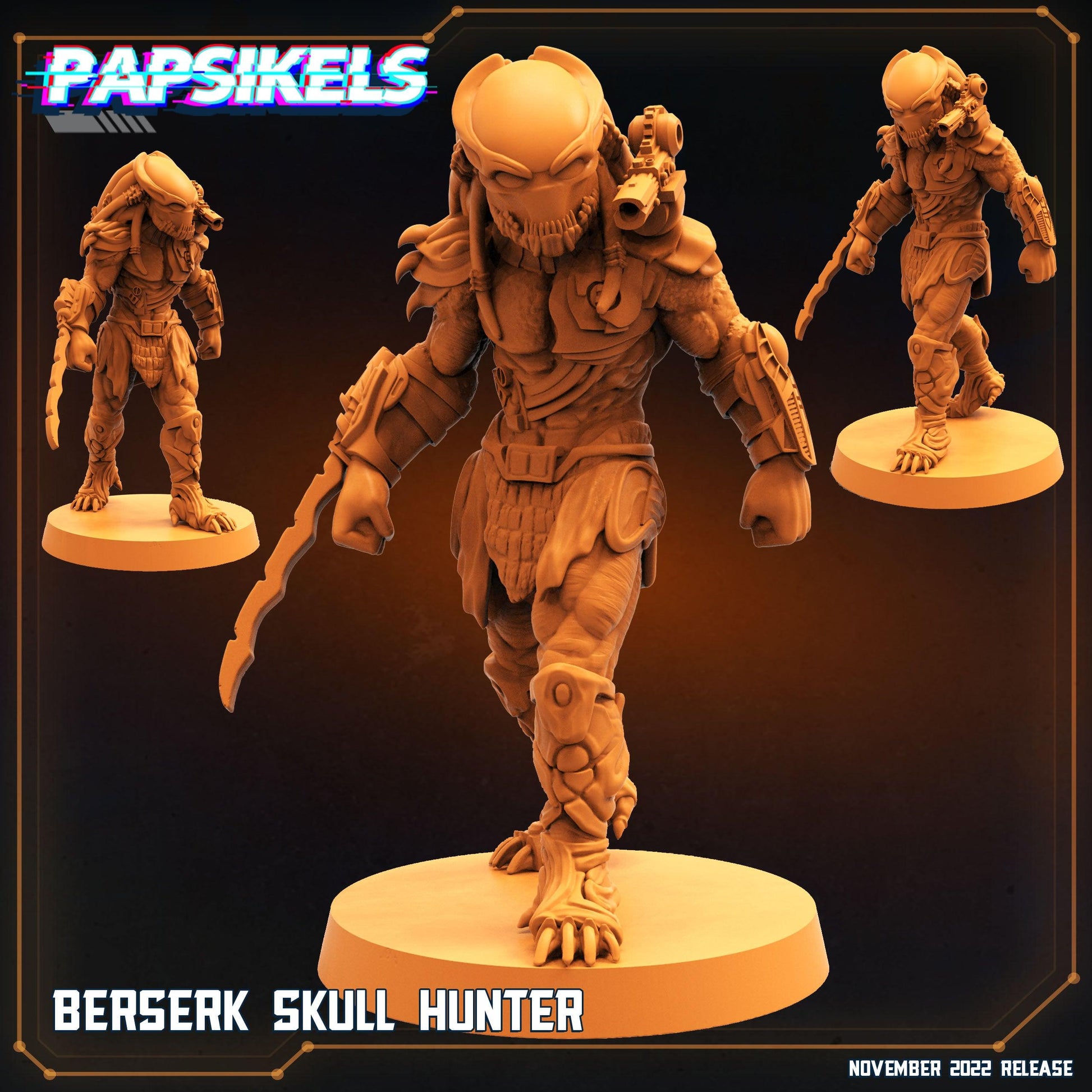 3D Printed Papsikels Cyberpunk Sci-Fi Berserk Skull Hunter - 28mm 32mm - 3D Printing Boss 
