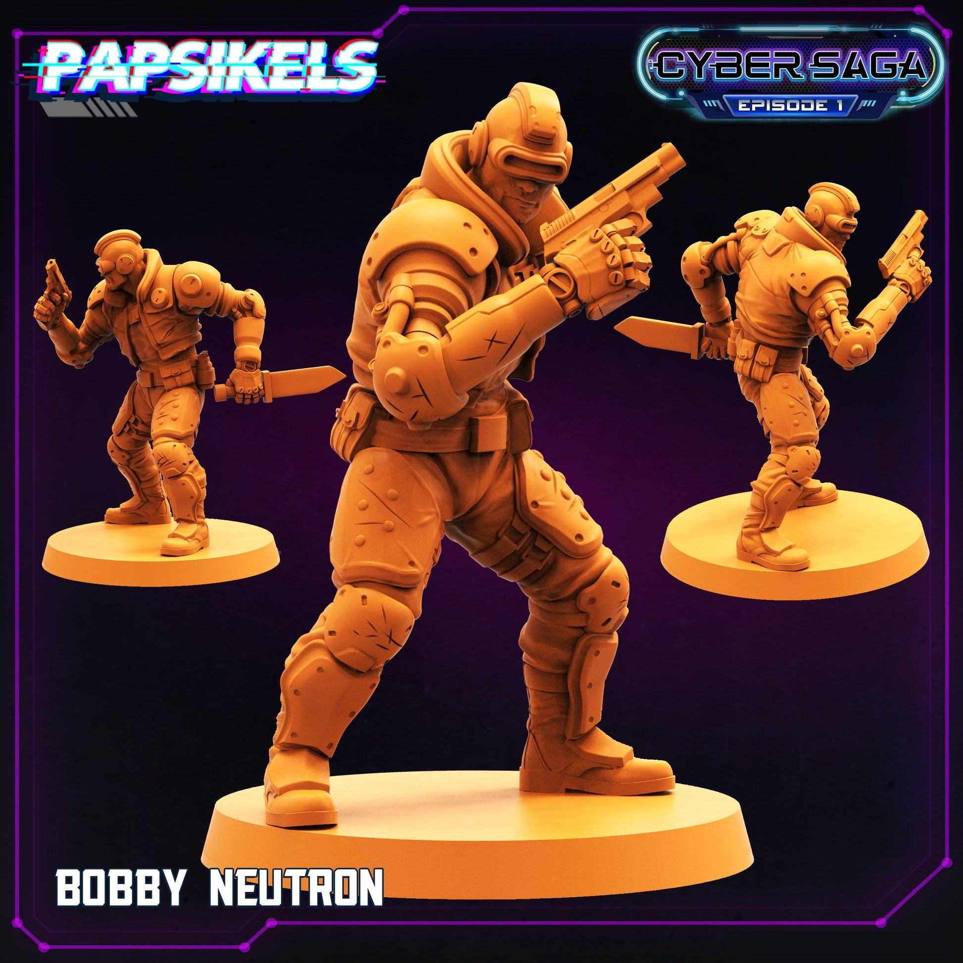 3D Printed Papsikels Cyberpunk Sci-Fi Bobby Neutron Cyber Saga - 28mm 32mm - 3D Printing Boss 