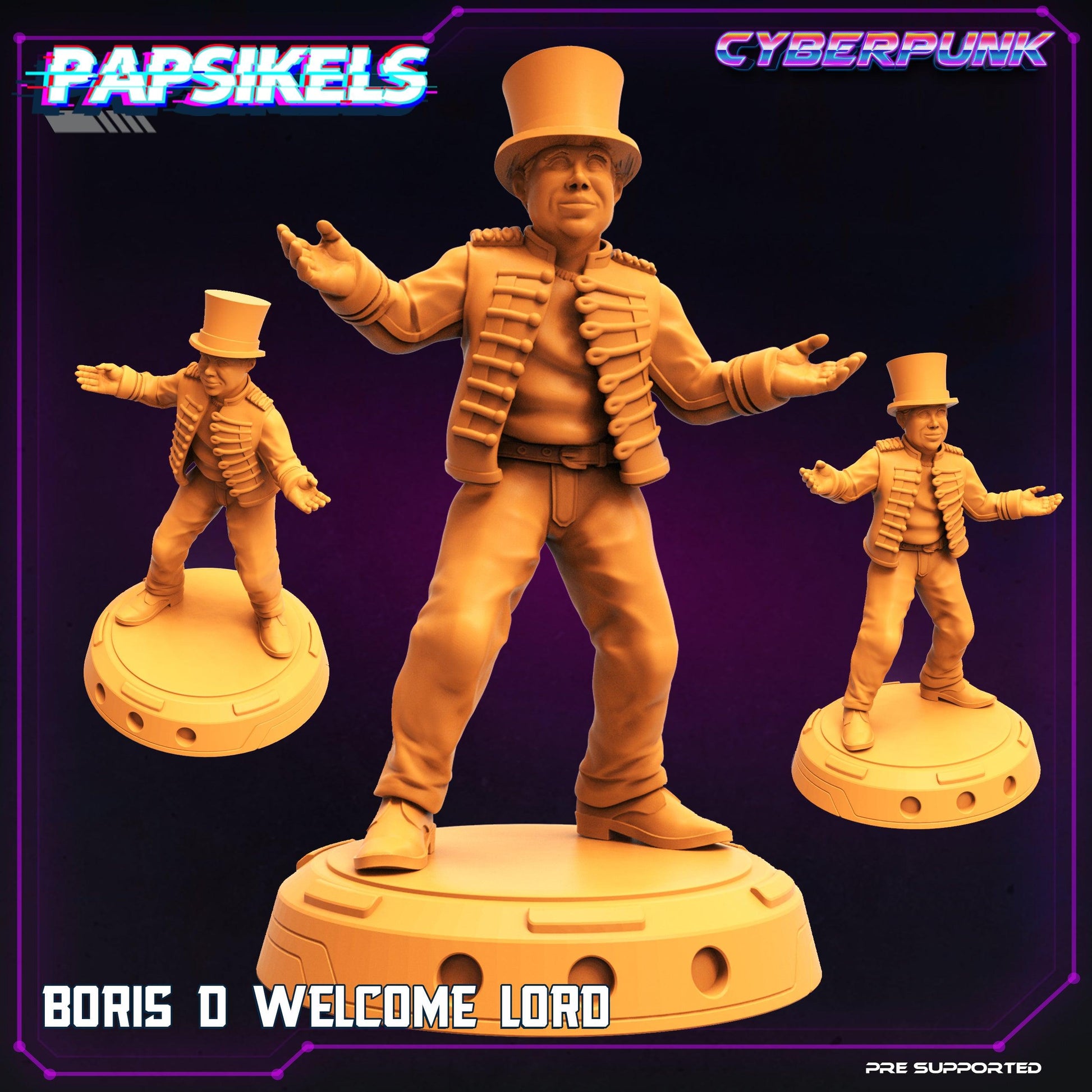 3D Printed Papsikels Cyberpunk Sci-Fi Boris D Cyber Welcome Lord - 28mm 32mm - 3D Printing Boss 
