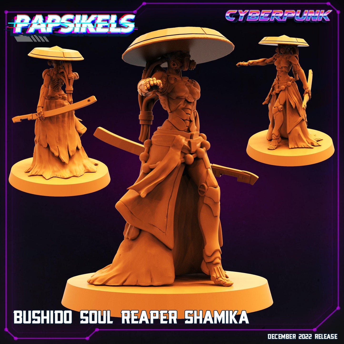 3D Printed Papsikels Cyberpunk Sci-Fi Bushido Soul Reaper Shamika - 28mm 32mm - 3D Printing Boss 