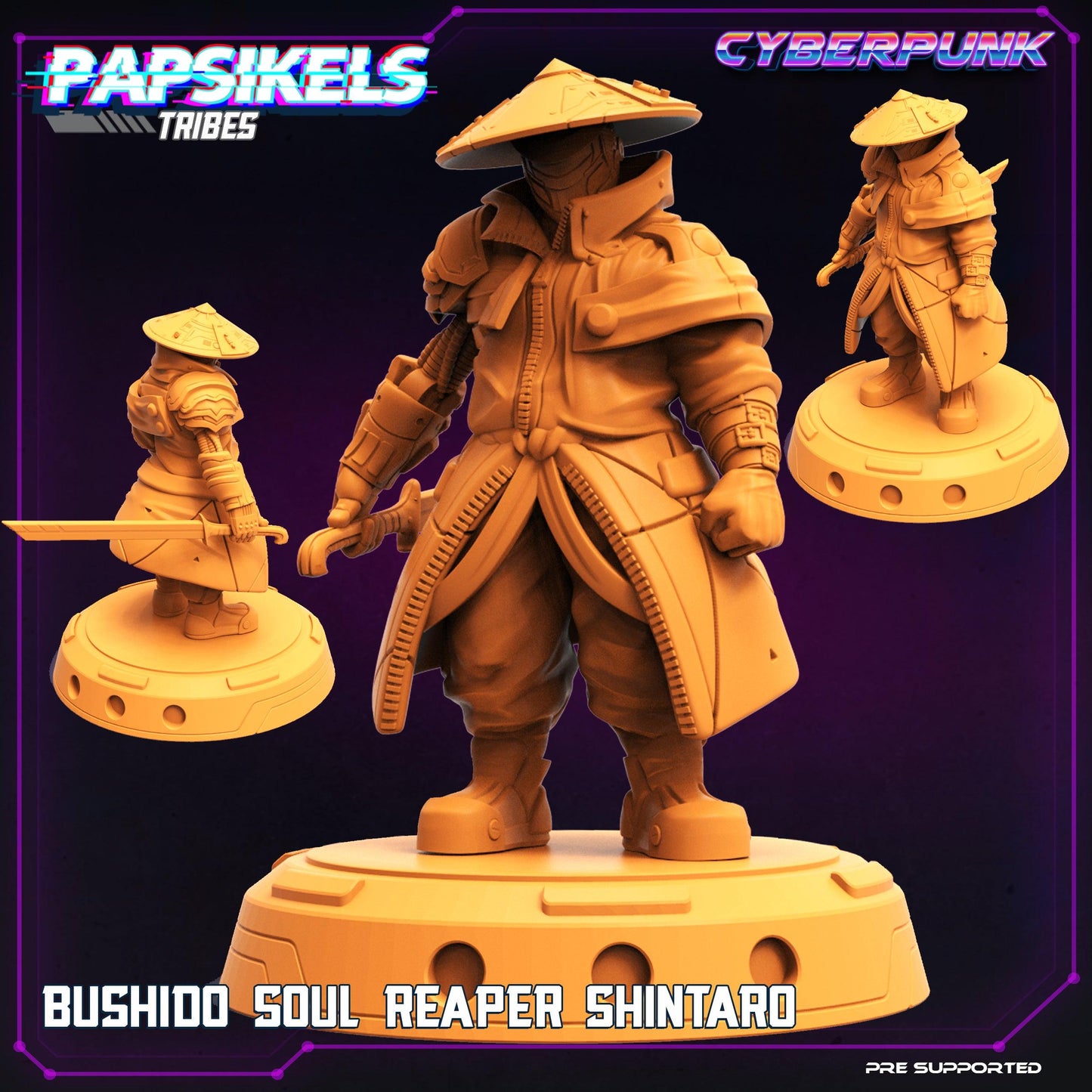 3D Printed Papsikels Cyberpunk Sci-Fi Bushido Soul Reaper Shintaro - 28mm 32mm - 3D Printing Boss 