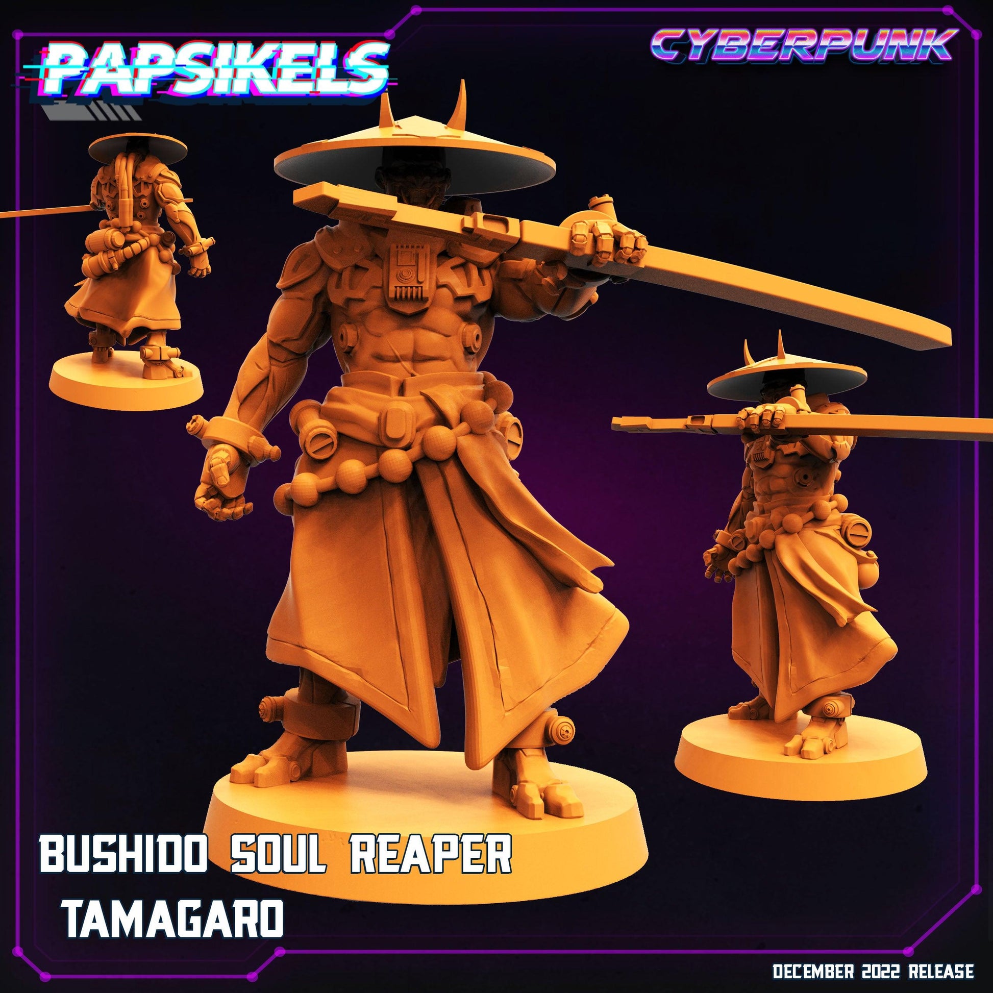 3D Printed Papsikels Cyberpunk Sci-Fi Bushido Soul Reaper Tamagaro - 28mm 32mm - 3D Printing Boss 