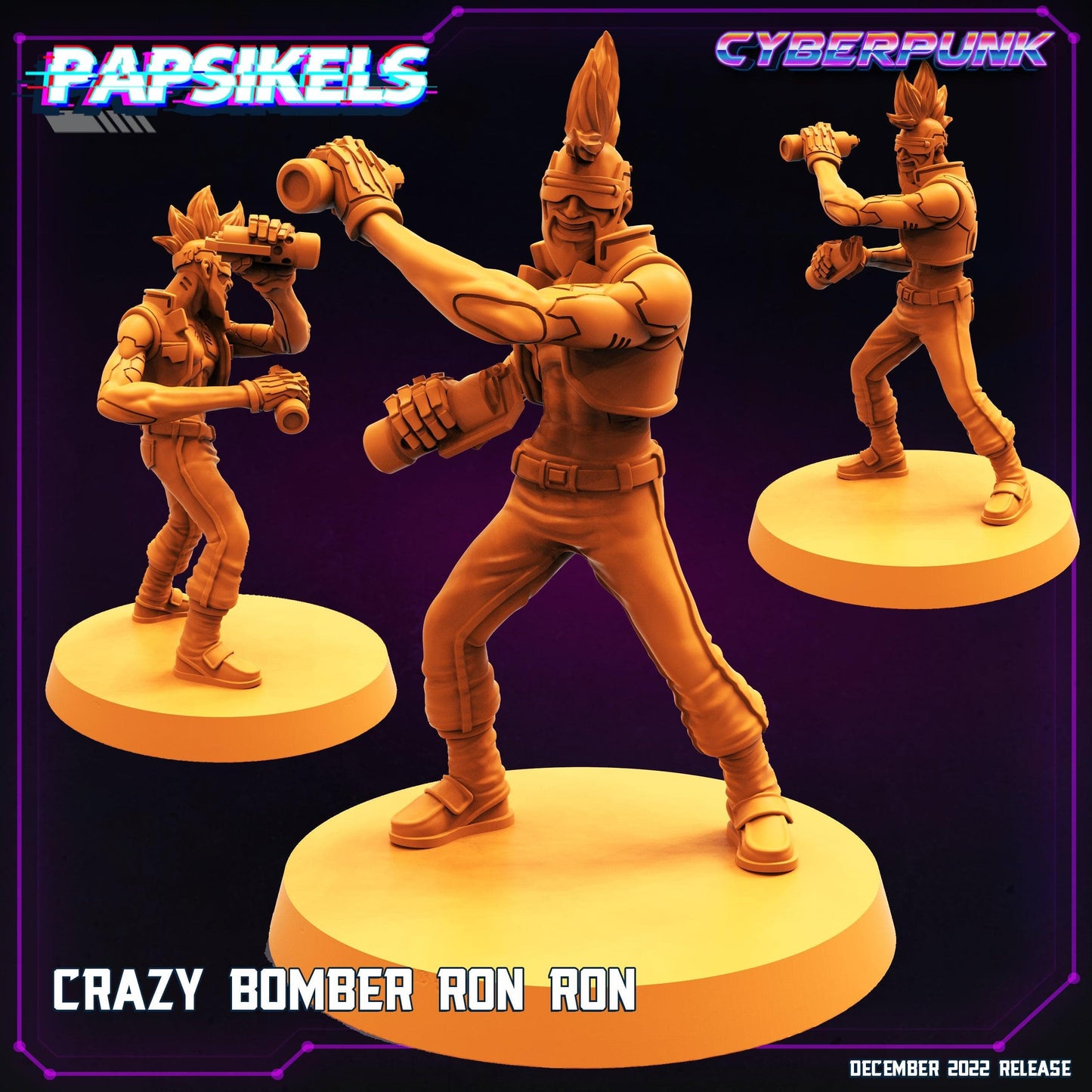 3D Printed Papsikels Cyberpunk Sci-Fi Cyber Crazy Bomber Ronron - 28mm 32mm - 3D Printing Boss 
