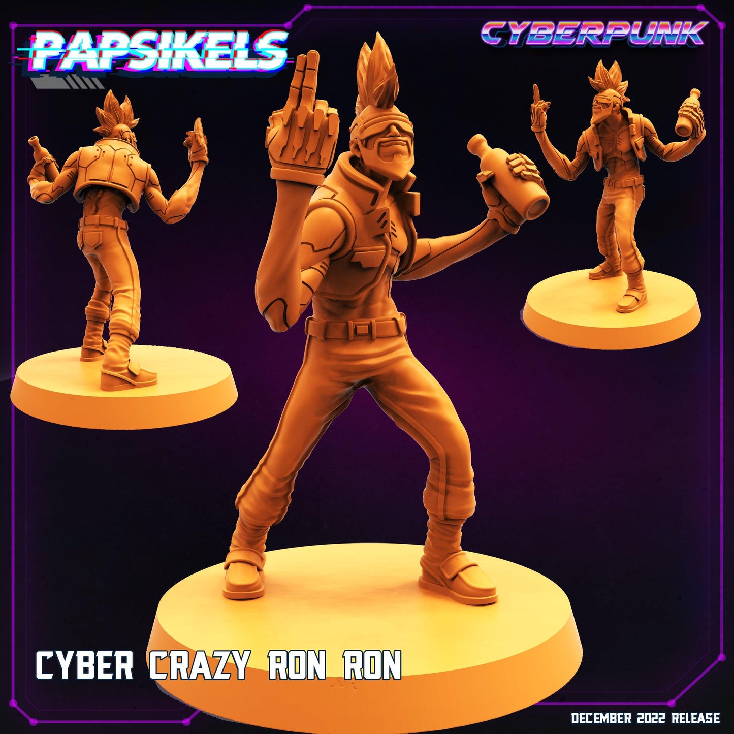 3D Printed Papsikels Cyberpunk Sci-Fi Cyber Crazy Ronron - 28mm 32mm - 3D Printing Boss 