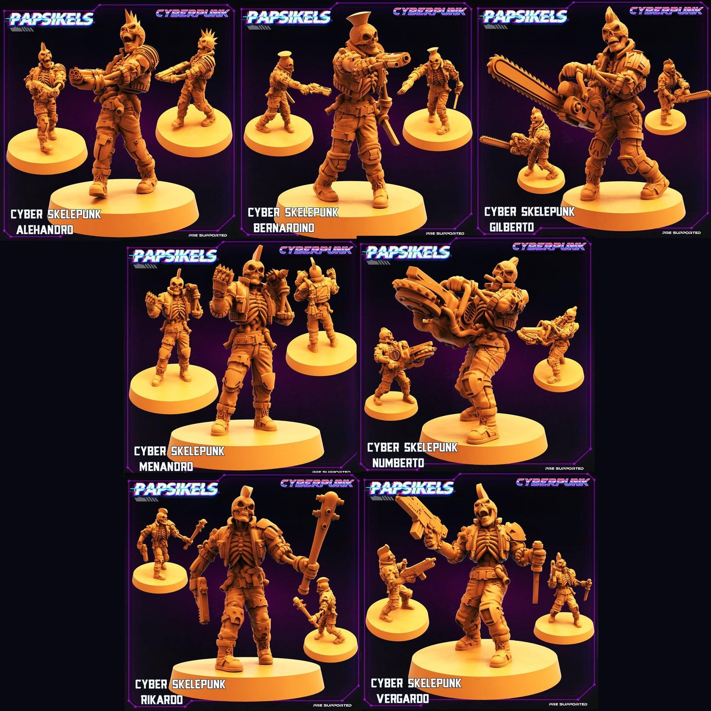 3D Printed Papsikels Cyberpunk Sci-Fi Cyber Skelepunk Set- 28mm 32mm - 3D Printing Boss 
