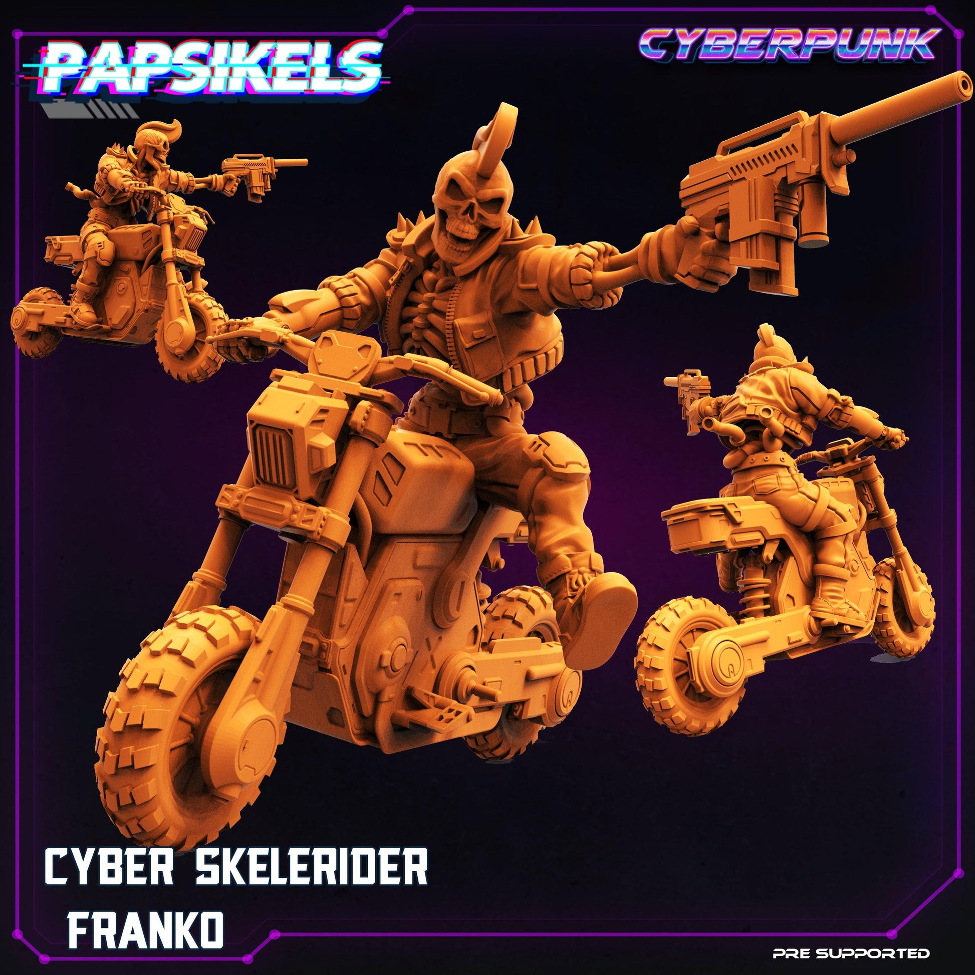 3D Printed Papsikels Cyberpunk Sci-Fi Cyber Skelerider Franko - 28mm 32mm - 3D Printing Boss 