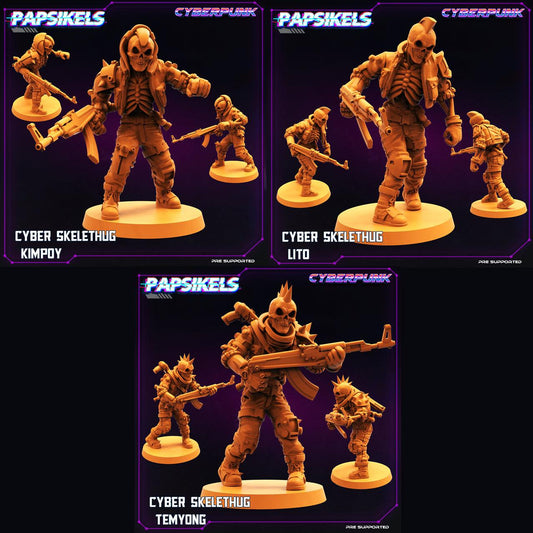 3D Printed Papsikels Cyberpunk Sci-Fi Cyber Skelethug Set - 28mm 32mm - 3D Printing Boss 