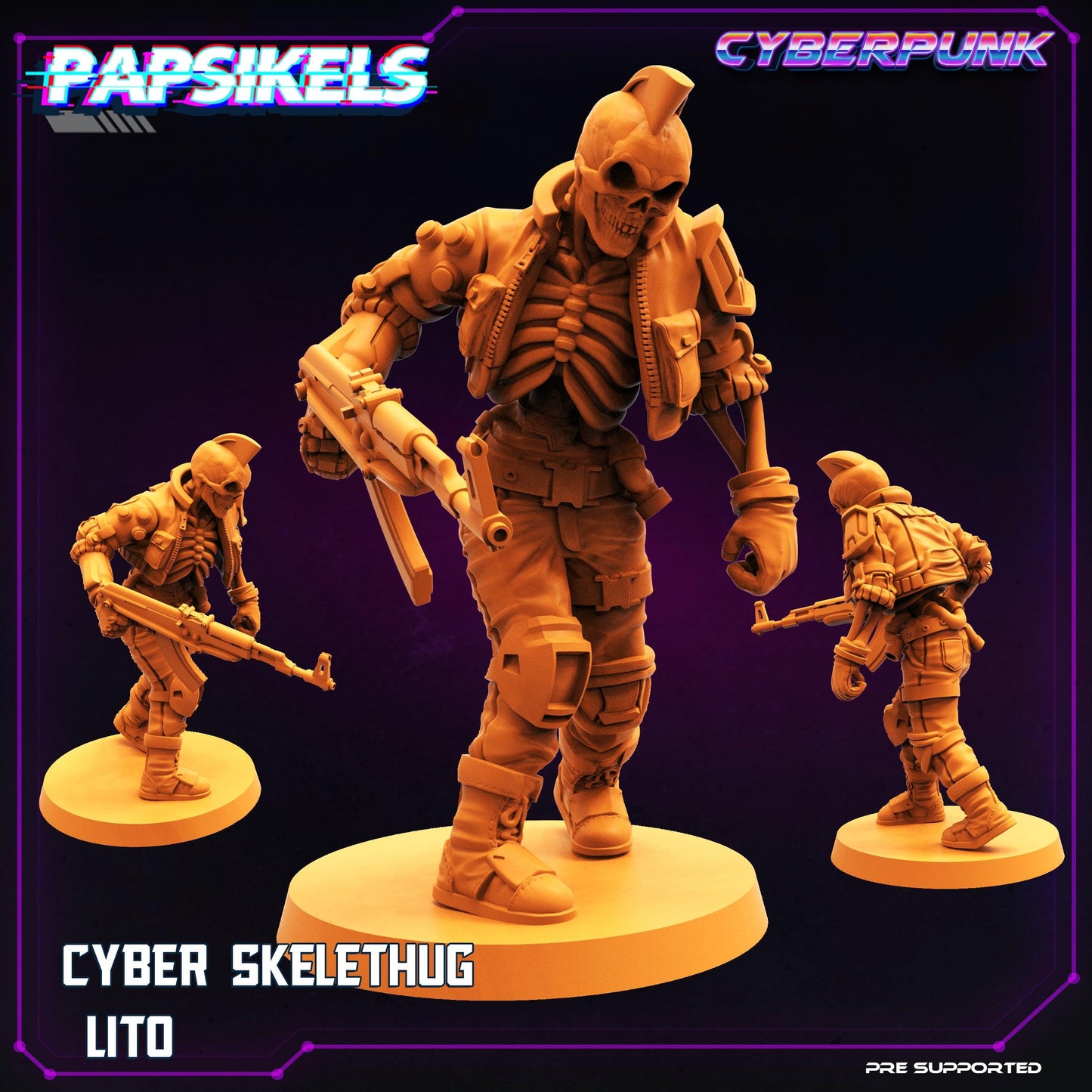 3D Printed Papsikels Cyberpunk Sci-Fi Cyber Skelethug Set - 28mm 32mm - 3D Printing Boss 