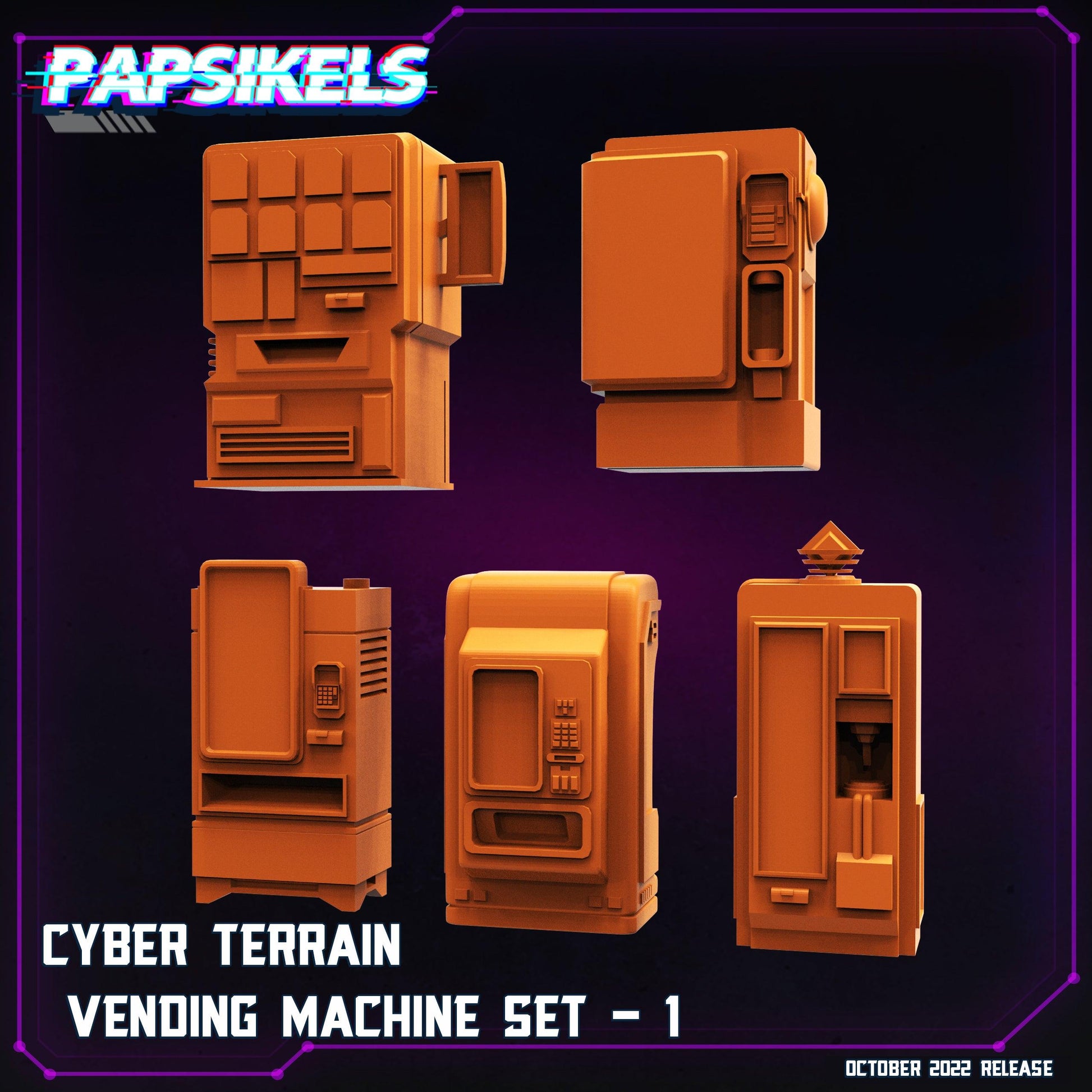 3D Printed Papsikels Cyberpunk Sci-Fi Cyber Terrain Vending Machine Set - 28mm 32mm - 3D Printing Boss 