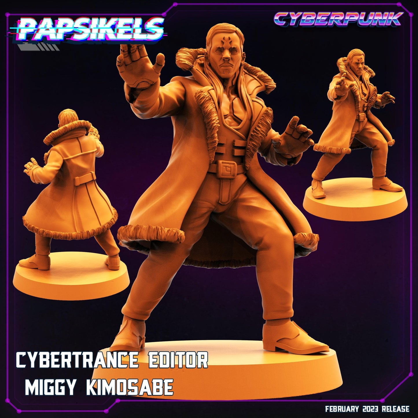 3D Printed Papsikels Cyberpunk Sci-Fi - Cybertrance Editor Miggy Kimosabe - 28mm 32mm - 3D Printing Boss 