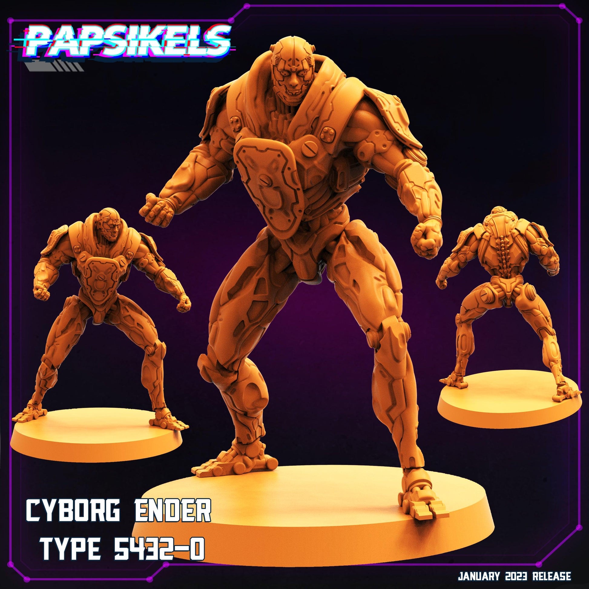 3D Printed Papsikels Cyberpunk Sci-Fi Cyborg Ender Type 5432-0 28mm 32mm - 3D Printing Boss 