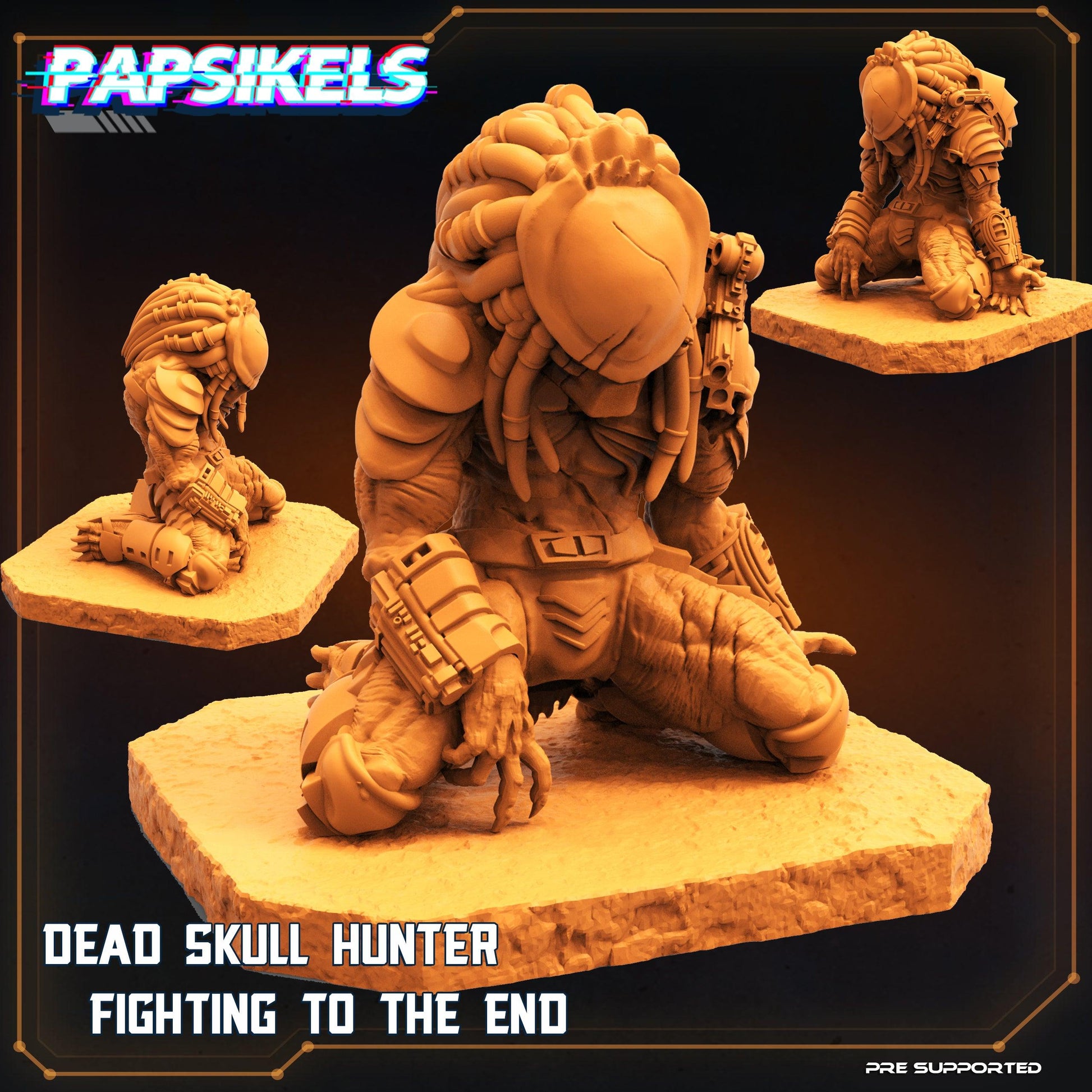 3D Printed Papsikels Cyberpunk Sci-Fi Dead Skull Hunter Fighting To The End - 28mm 32mm - 3D Printing Boss 