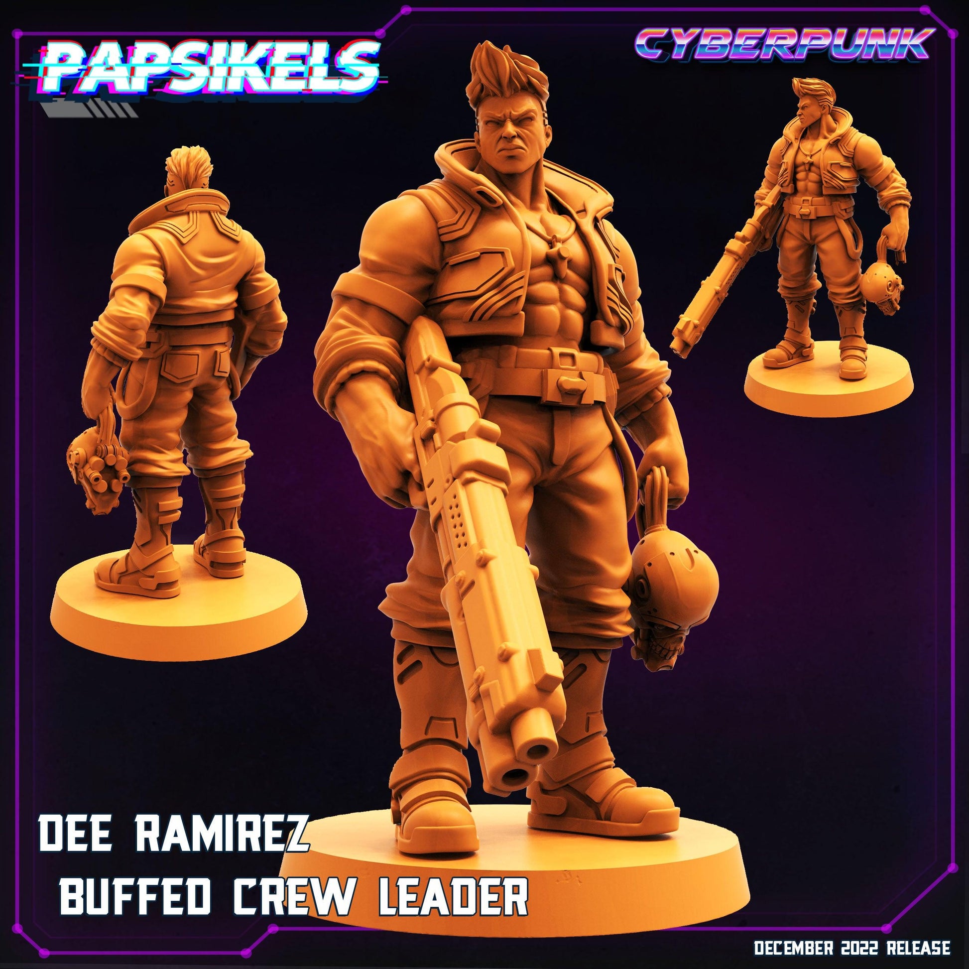 3D Printed Papsikels Cyberpunk Sci-Fi Dee Ramirez Buffed Crew Leader- 28mm 32mm - 3D Printing Boss 