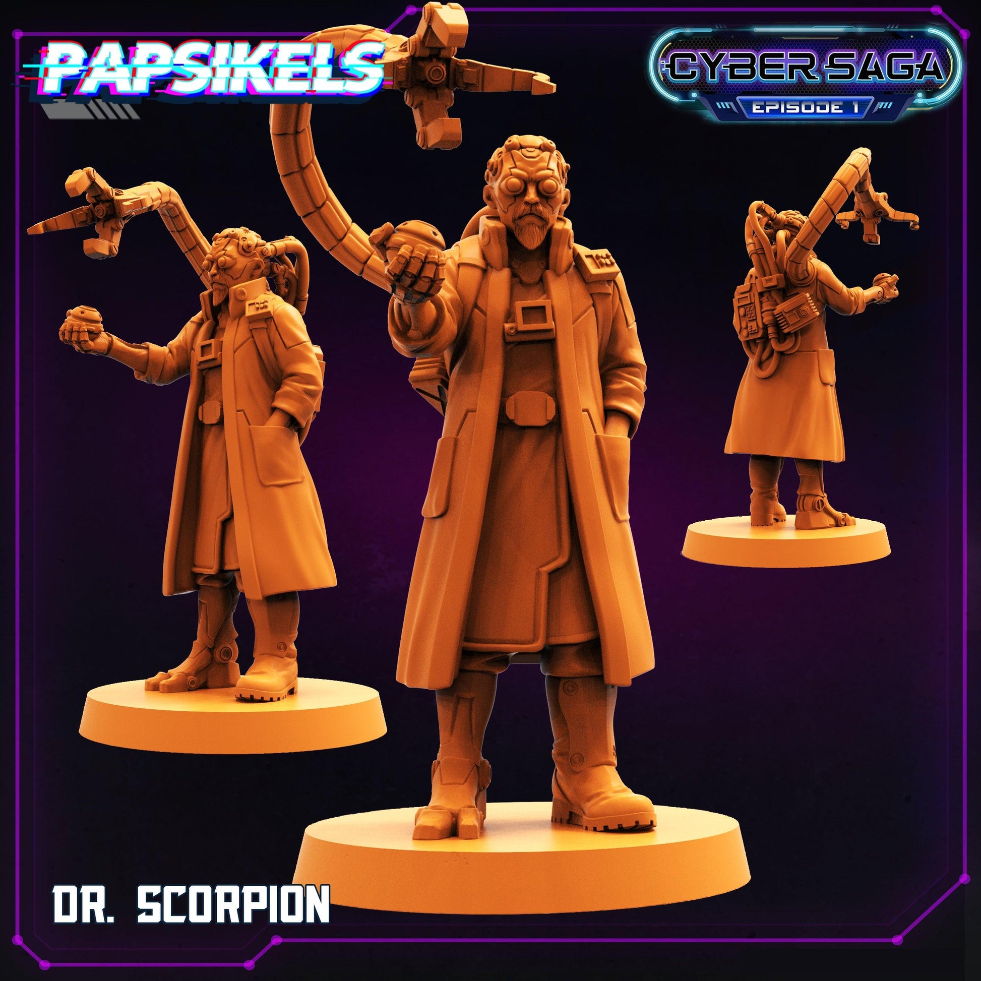 3D Printed Papsikels Cyberpunk Sci-Fi Dr. Scorpion Cyber Saga - 28mm 32mm - 3D Printing Boss 