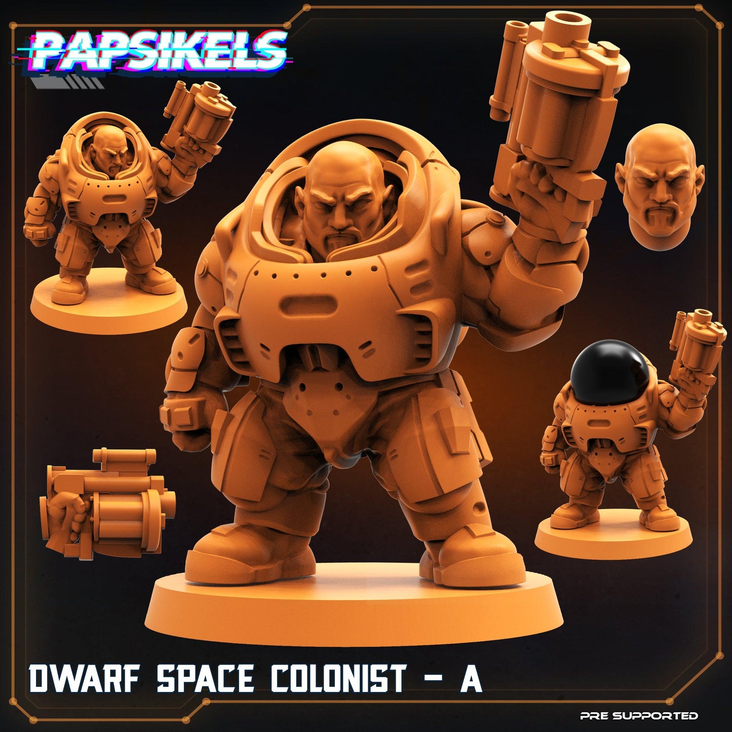 3D Printed Papsikels Cyberpunk Sci-Fi Dwarf Space Colonist Marines Set  - 28mm 32mm - 3D Printing Boss 
