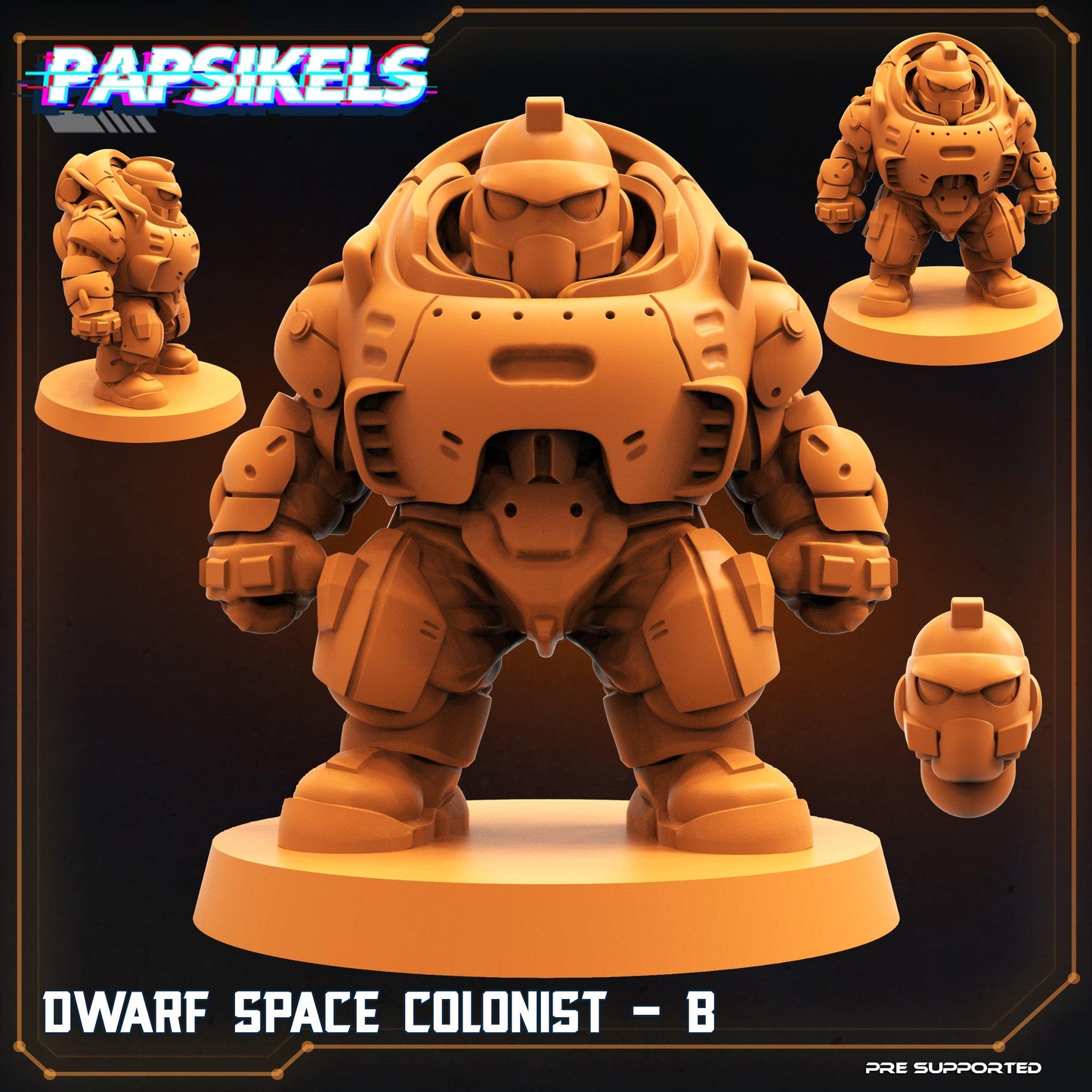 3D Printed Papsikels Cyberpunk Sci-Fi Dwarf Space Colonist Marines Set  - 28mm 32mm - 3D Printing Boss 