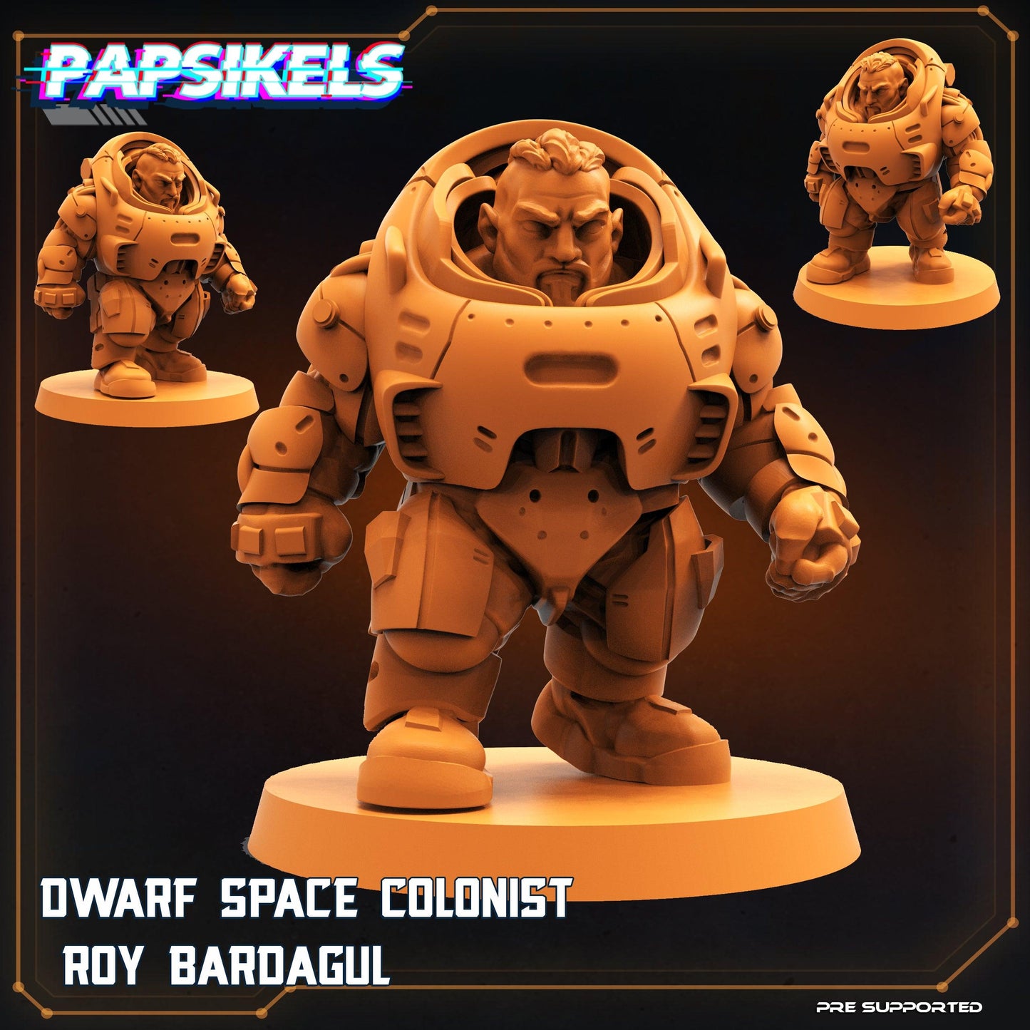3D Printed Papsikels Cyberpunk Sci-Fi Dwarf Space Colonist Marines Set  - 28mm 32mm - 3D Printing Boss 