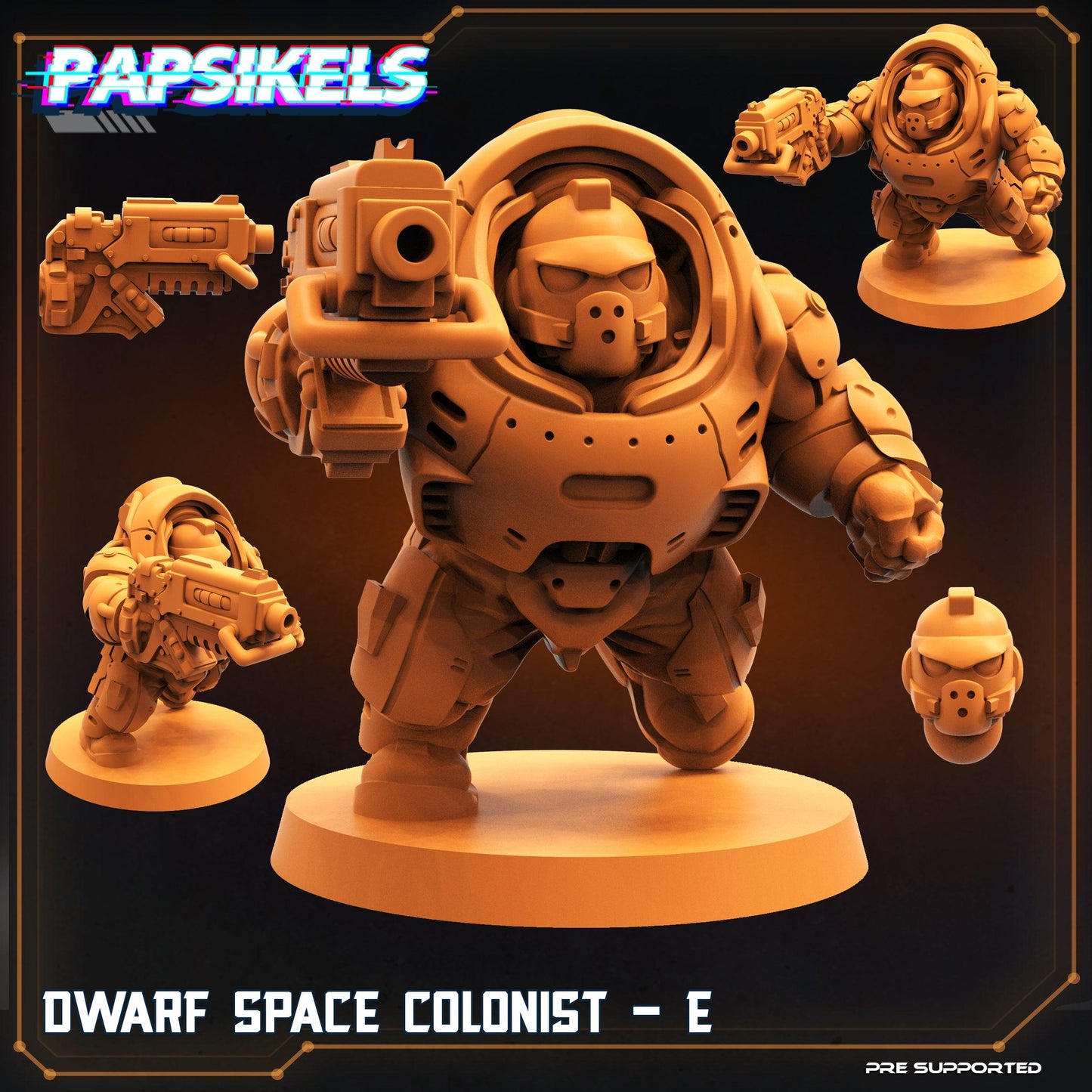 3D Printed Papsikels Cyberpunk Sci-Fi Dwarf Space Colonist Marines Set  - 28mm 32mm - 3D Printing Boss 