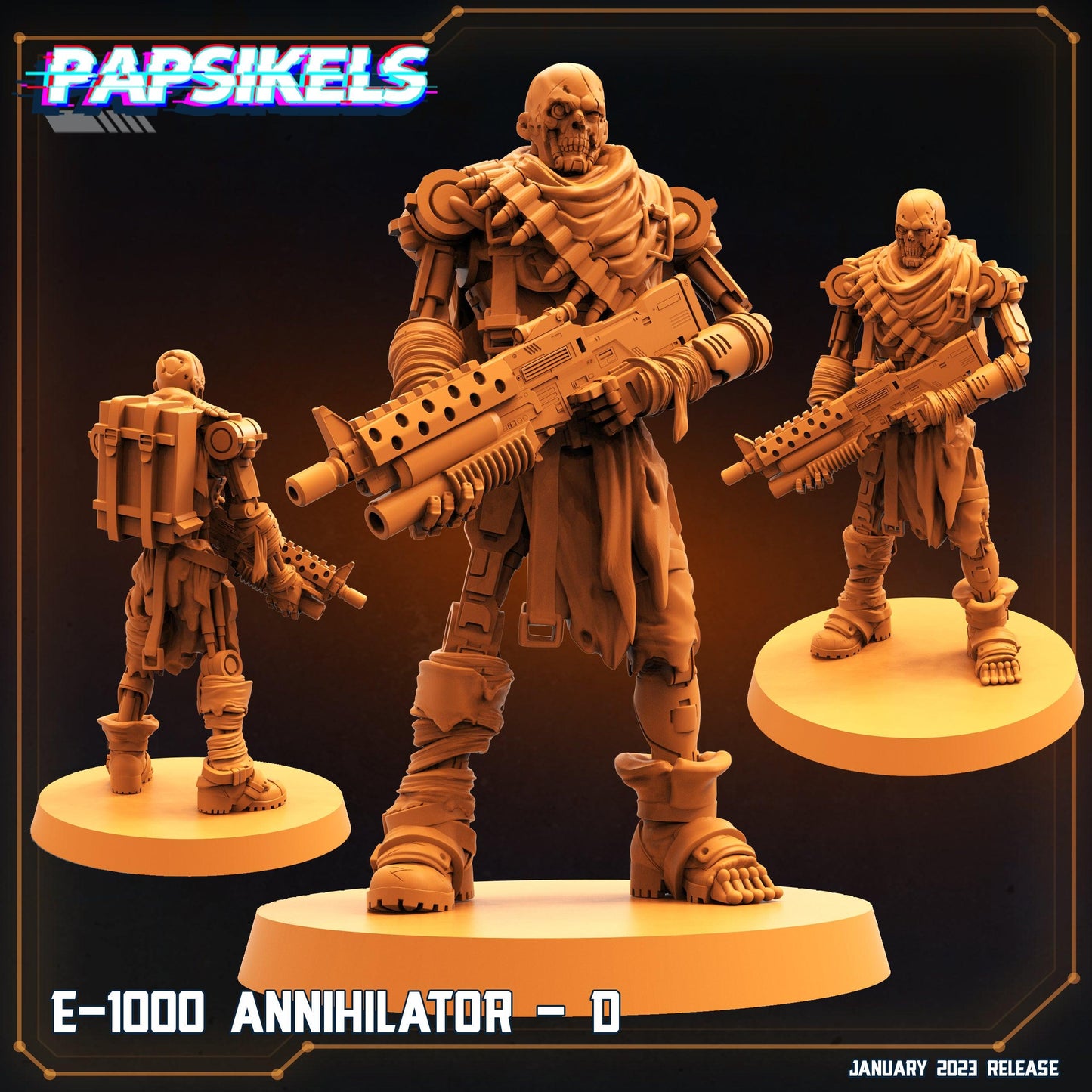 3D Printed Papsikels Cyberpunk Sci-Fi E-1000 Annihilator D 28mm 32mm - 3D Printing Boss 