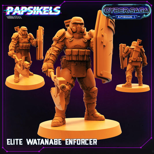 3D Printed Papsikels Cyberpunk Sci-Fi Elite Watanabe Enforcer Cyber Saga - 28mm 32mm - 3D Printing Boss 