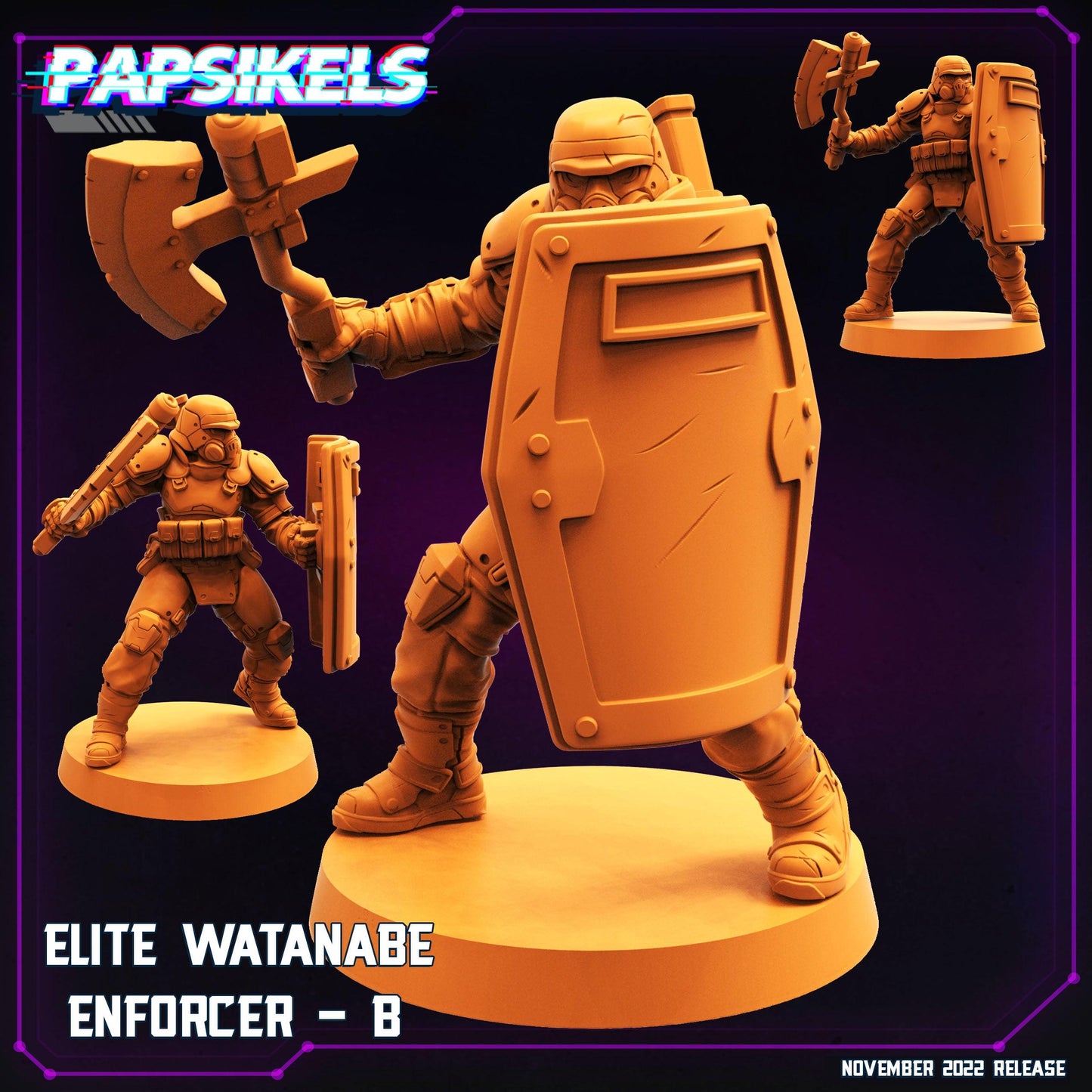 3D Printed Papsikels Cyberpunk Sci-Fi Elite Watanabe Enforcer Set - 28mm 32mm - 3D Printing Boss 