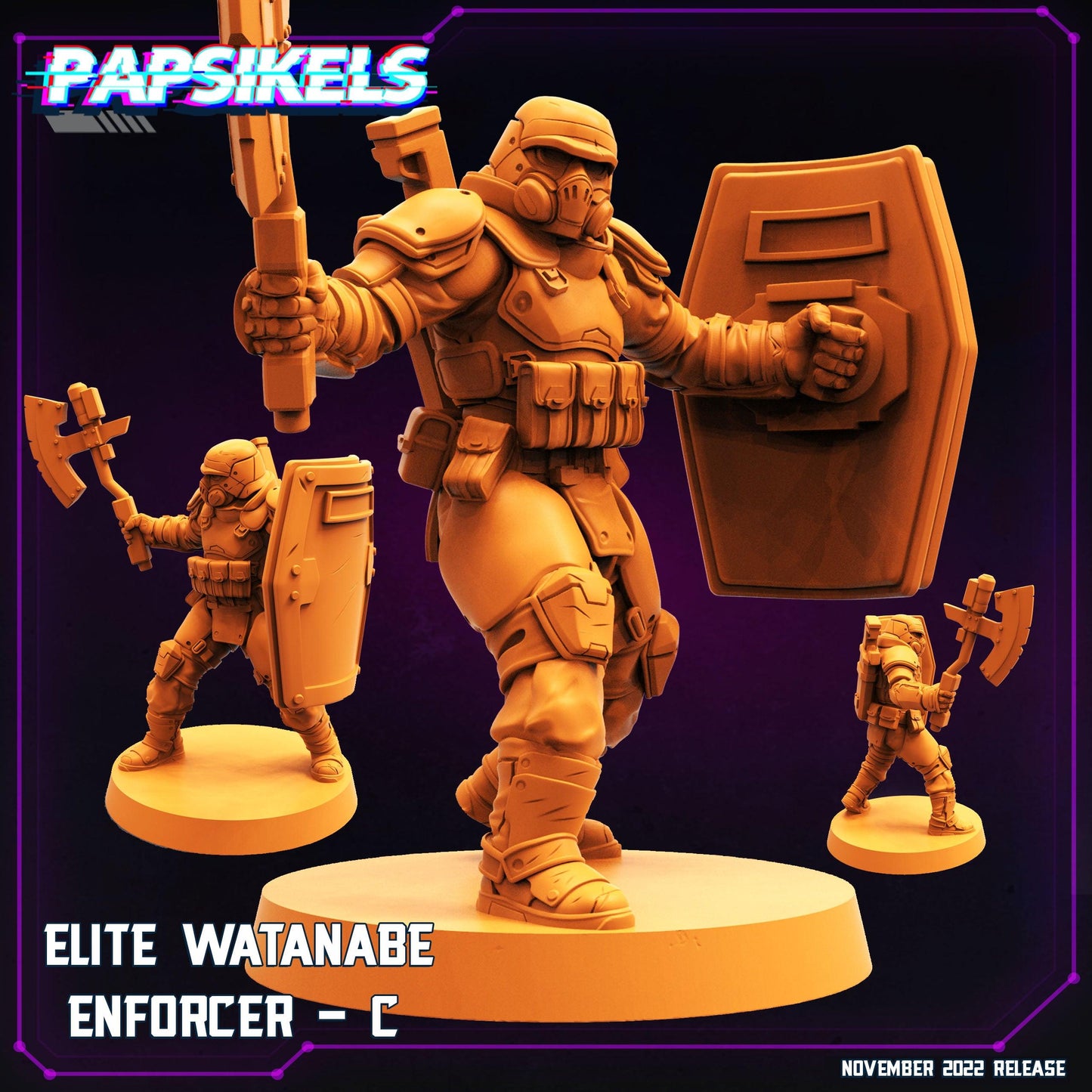 3D Printed Papsikels Cyberpunk Sci-Fi Elite Watanabe Enforcer Set - 28mm 32mm - 3D Printing Boss 