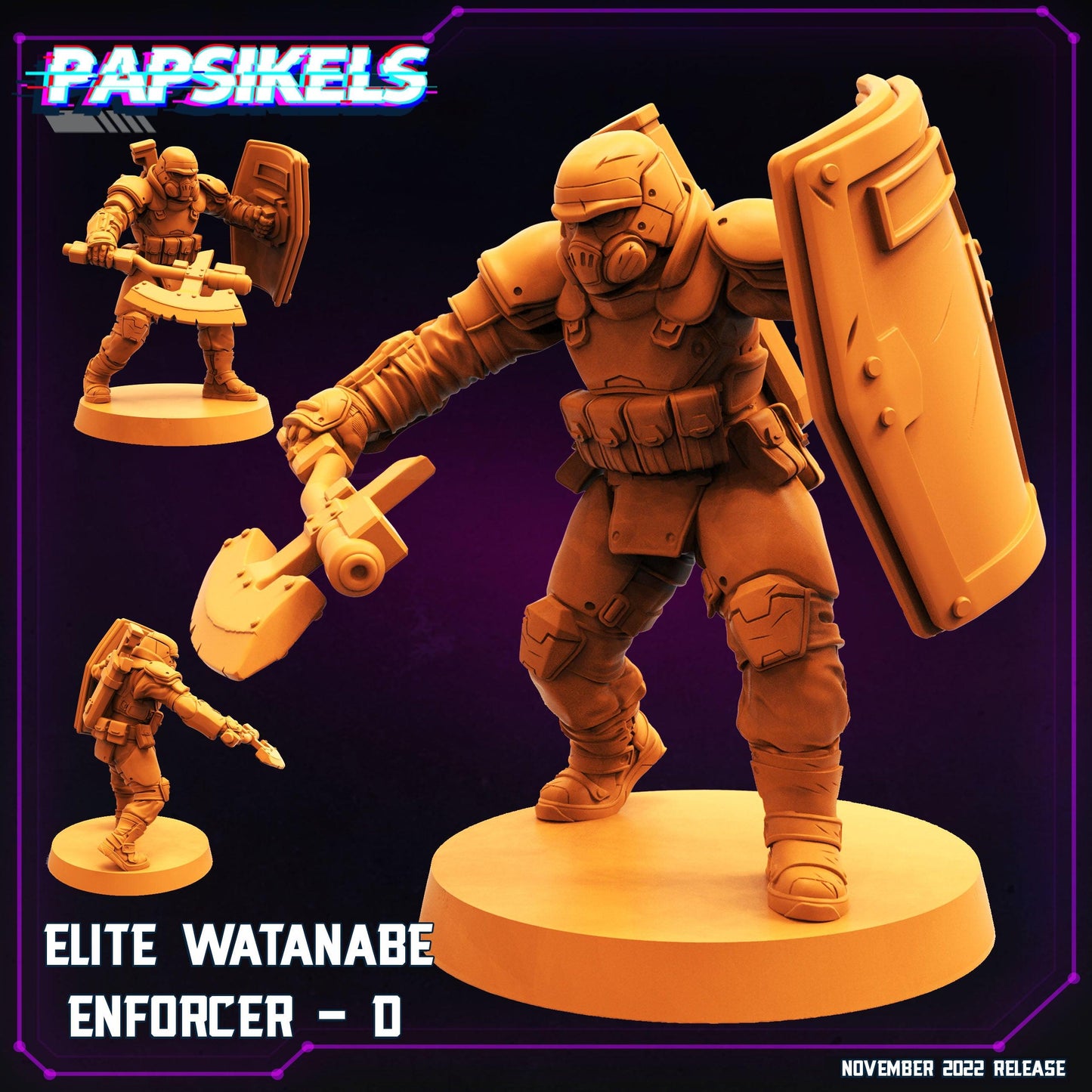 3D Printed Papsikels Cyberpunk Sci-Fi Elite Watanabe Enforcer Set - 28mm 32mm - 3D Printing Boss 