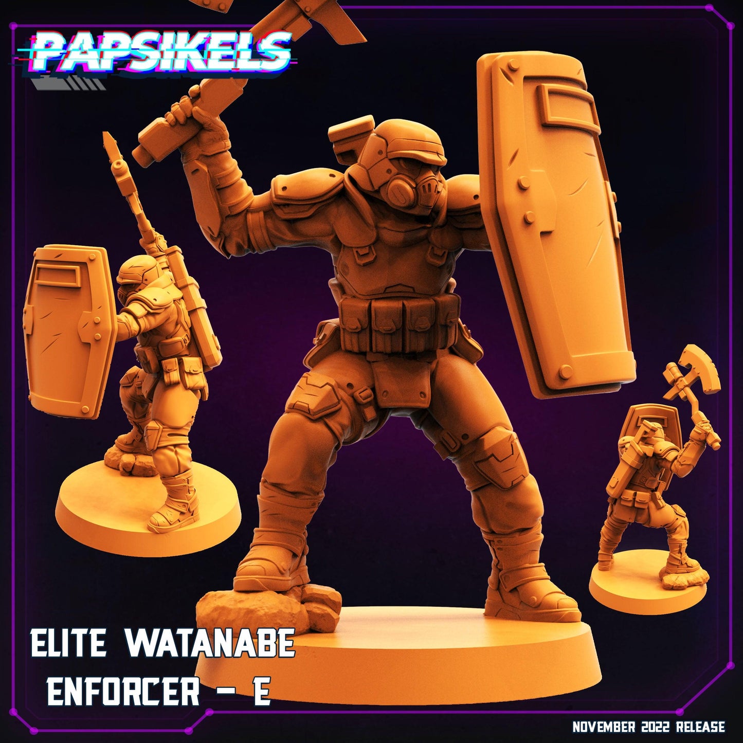 3D Printed Papsikels Cyberpunk Sci-Fi Elite Watanabe Enforcer Set - 28mm 32mm - 3D Printing Boss 