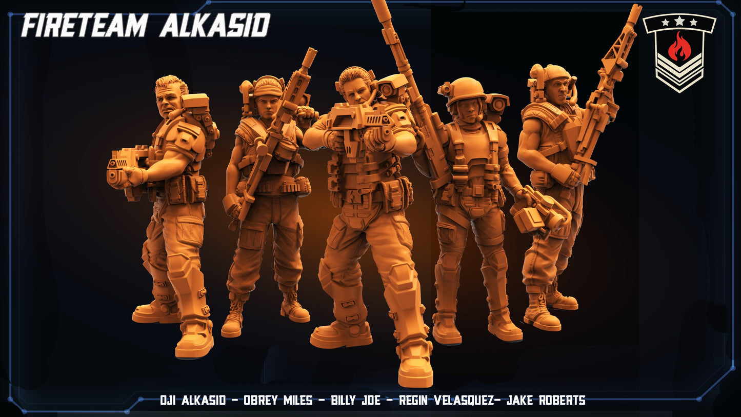 3D Printed Papsikels Cyberpunk Sci-Fi Fireteam Alkasid Set - 28mm 32mm - 3D Printing Boss 