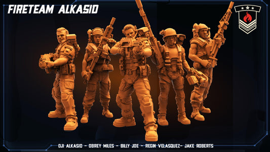3D Printed Papsikels Cyberpunk Sci-Fi Fireteam Alkasid Set - 28mm 32mm - 3D Printing Boss 