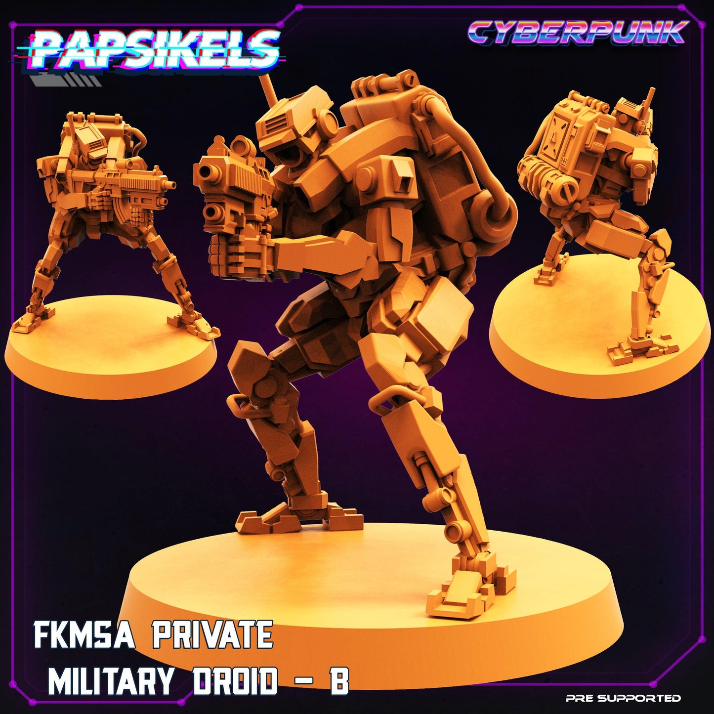 3D Printed Papsikels Cyberpunk Sci-Fi Fkmsa Private Military Droid Set - 28mm 32mm - 3D Printing Boss 